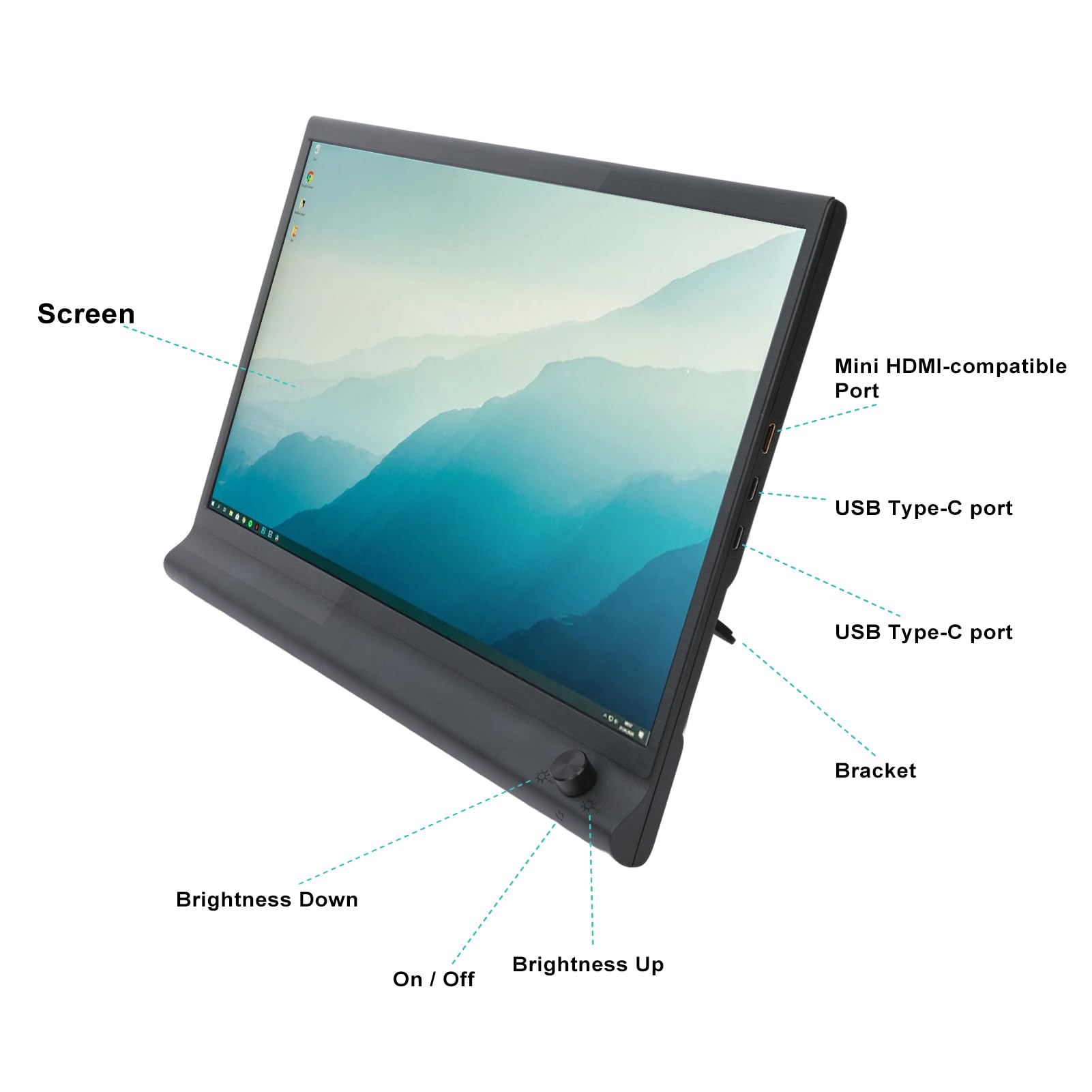 Kasituny 15.6 Inch Full HD IPS Portable Monitor - 60Hz USB-C External Screen for Laptop, Plug & Play Second Display for Work & Gaming, Compatible with Windows/Mac/PC (Use for Office, Travel, Multi-Tasking)