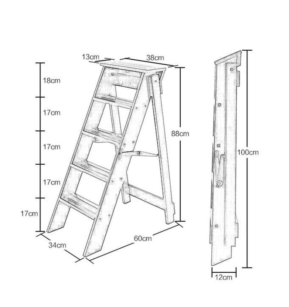 LUDIST Indoor Wooden Climbing Stool, Foldable Step Ladder with 5 Steps, Multifunctional Folding Step Stool for Home, Kitchen, Bathroom & Storage - Perfect for Reaching High Shelves & Home Organization