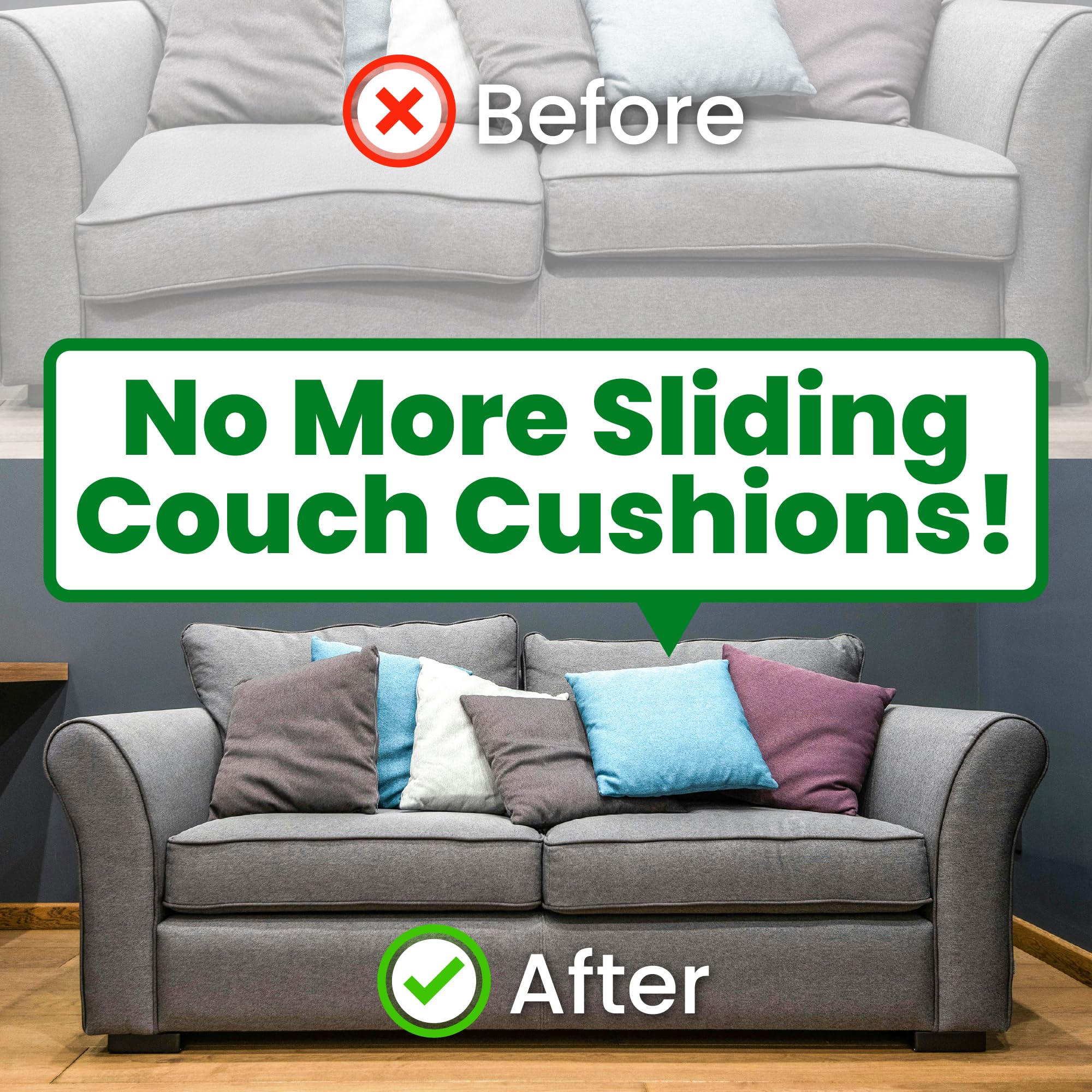ECOHomes Heavy Duty 4 Inch x 6.5 FT Non-Slip Adhesive Hook and Loop Tape Roll - Black Sofa Cushion Gripper to Prevent Sliding for Couches, Outdoor Furniture, and Home Decor | Perfect for Securing Loose Cushions on Sectionals, Recliners, and Patio Chairs