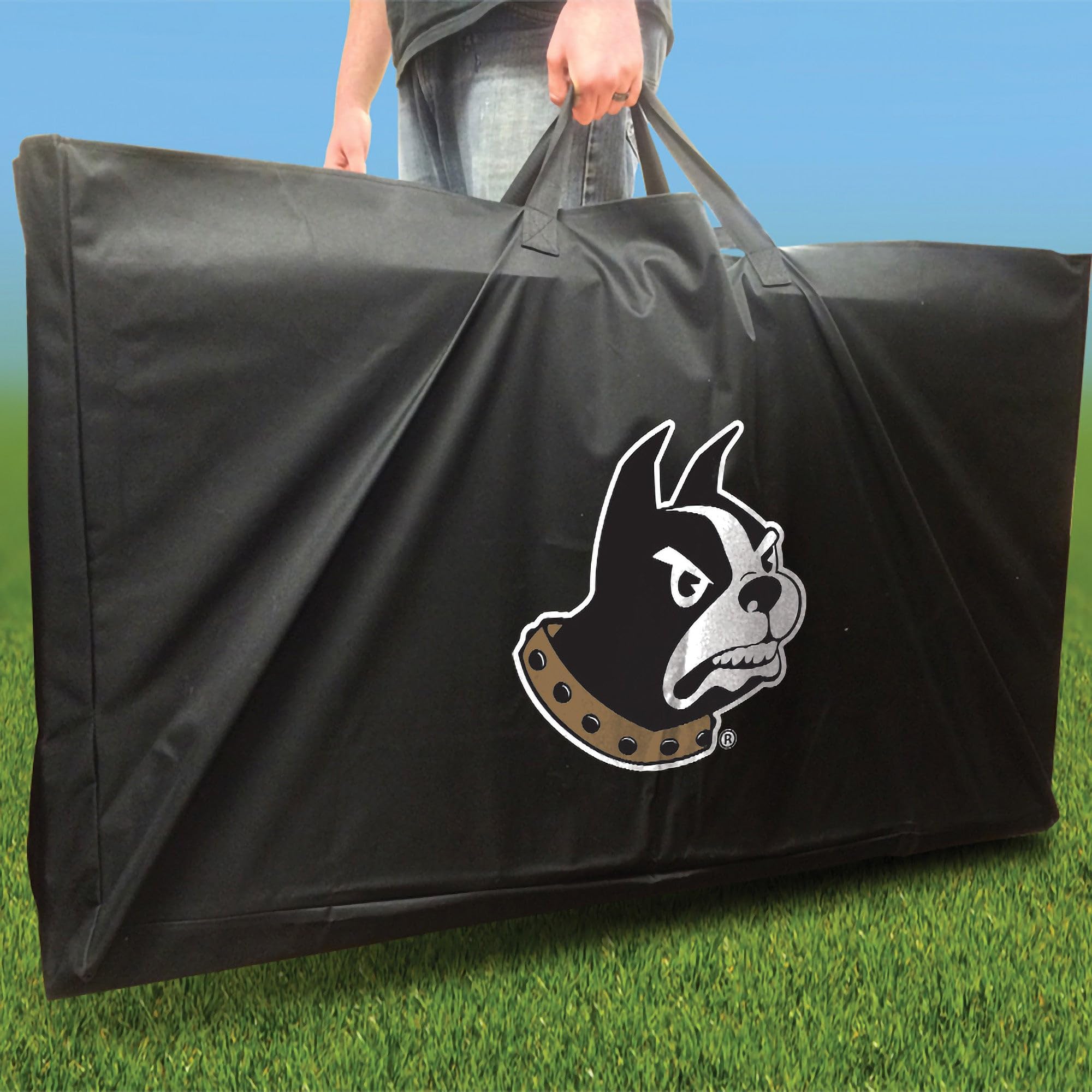 Premium Wofford Slanted Cornhole Boards Set - 2 Regulation-Sized Boards & 8 Custom Team Logo Bags for Outdoor Tailgating, Backyard Parties, and BBQ Games - Choose Your Design Options