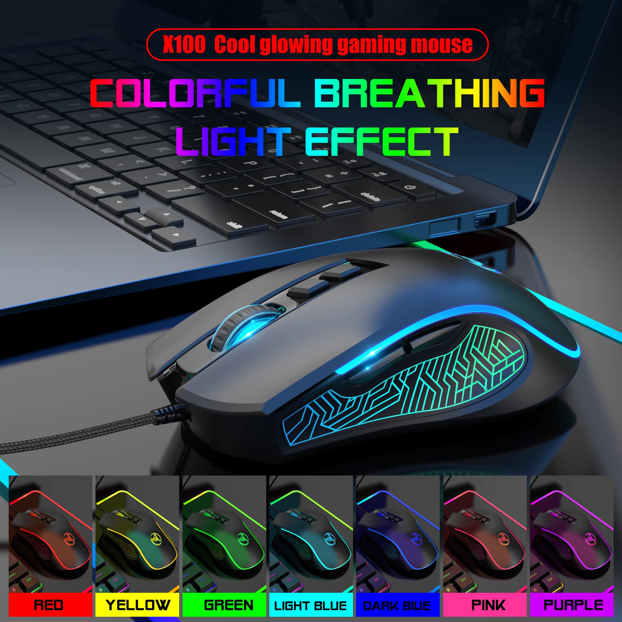 96-Key Wired Gaming Keyboard and Mouse Set with Anti-Ghosting, LED Backlit, 7-Button Optical Gaming Mouse (3600 DPI) - Perfect for PC Gaming, Esports & Office Work