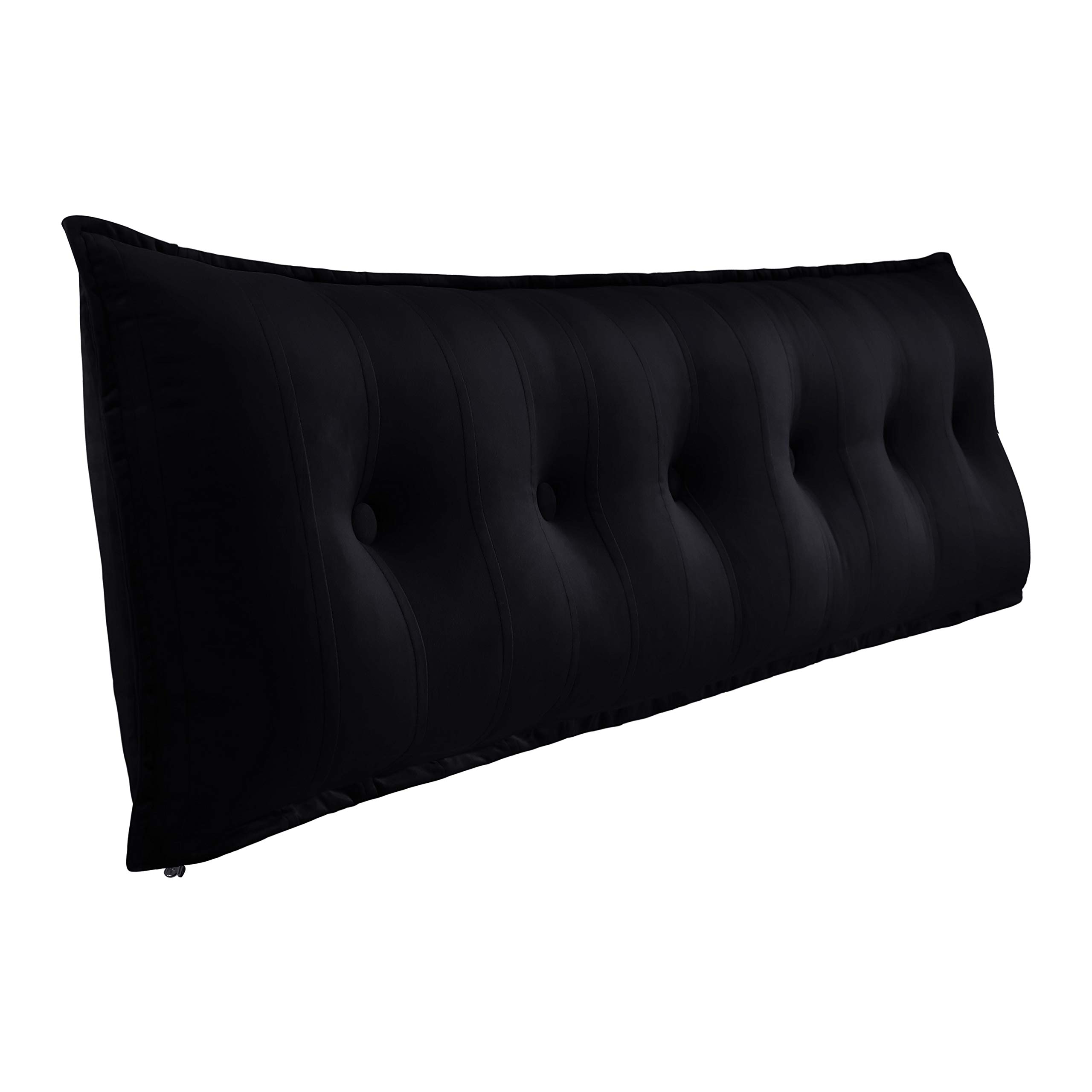WOWMAX Rectangular Headboard Pillow - Velvet Back Rest Bolster Pillow for Sitting in Bed, Daybed & Reading Support - California King Size (Black) | Perfect for Bedroom Decor, Cozy Reading Nook & Back Support While Watching TV