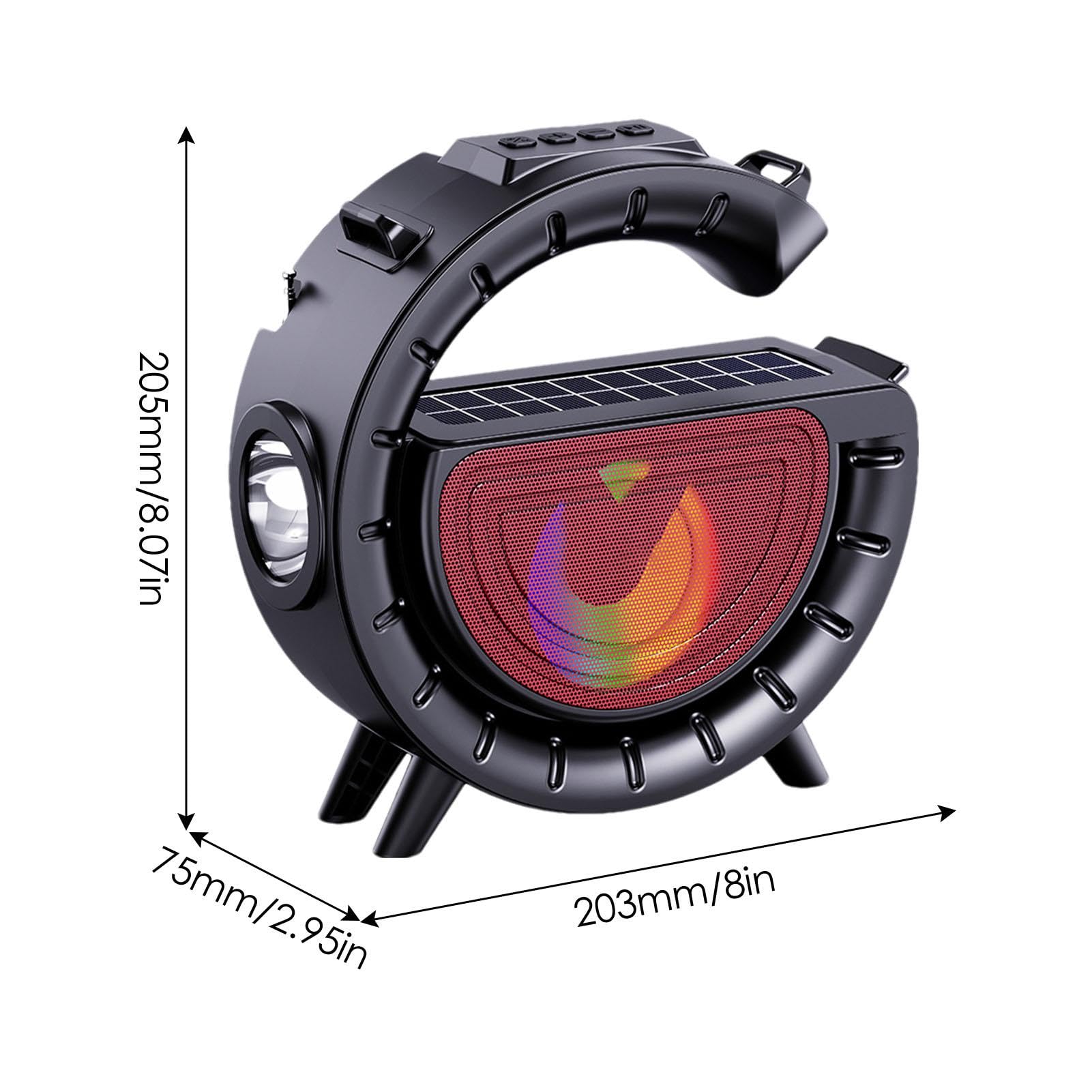 ZWXQE Portable Wireless Speakers with Solar Charging, LED Lights, Punchy Bass, Rich Audio Stereo Pairing, Cute Design for Outdoor, Travel, and Party Fun