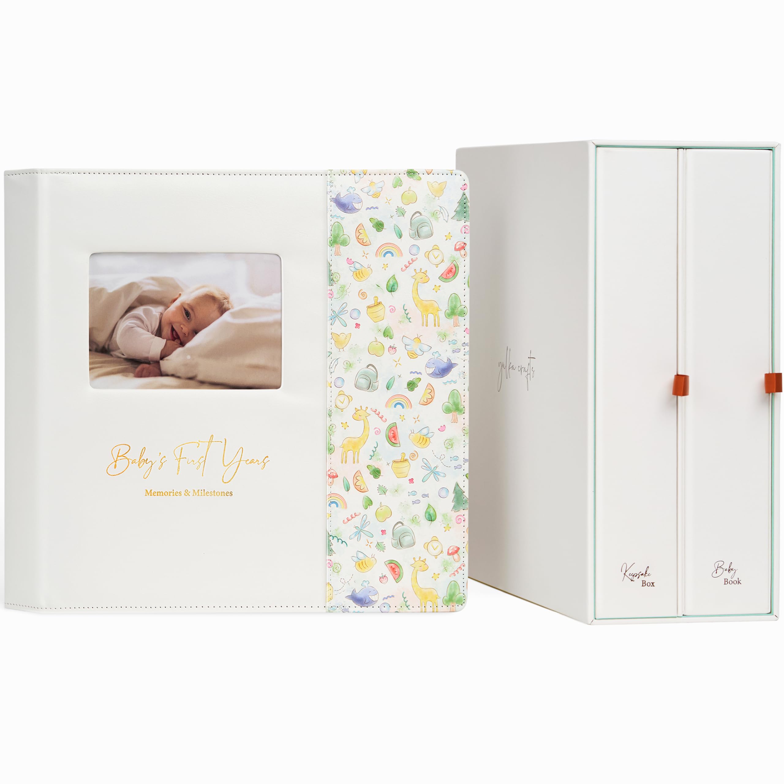 Timeless Leather-Bound Baby Memory Book & Keepsake Box for Girls & Boys - Record Milestones from Baby Shower to Age 5 | Perfect Baby Shower Gift, First Birthday Present & Family Heirloom | Nursery Decor, Christening Keepsake & Childhood Memory Preservation