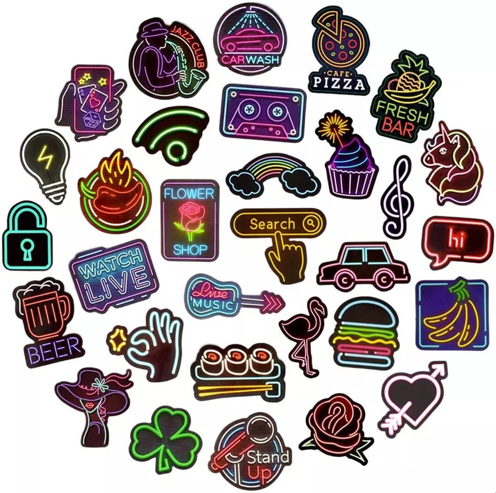 Waterproof Neon Stickers Pack - Vinyl Decals for Laptop, Phone Case, Skateboard & Water Bottle | Aesthetic Stickers for Teens, Girls, Boys & Adults | Perfect for School, Office & DIY Projects