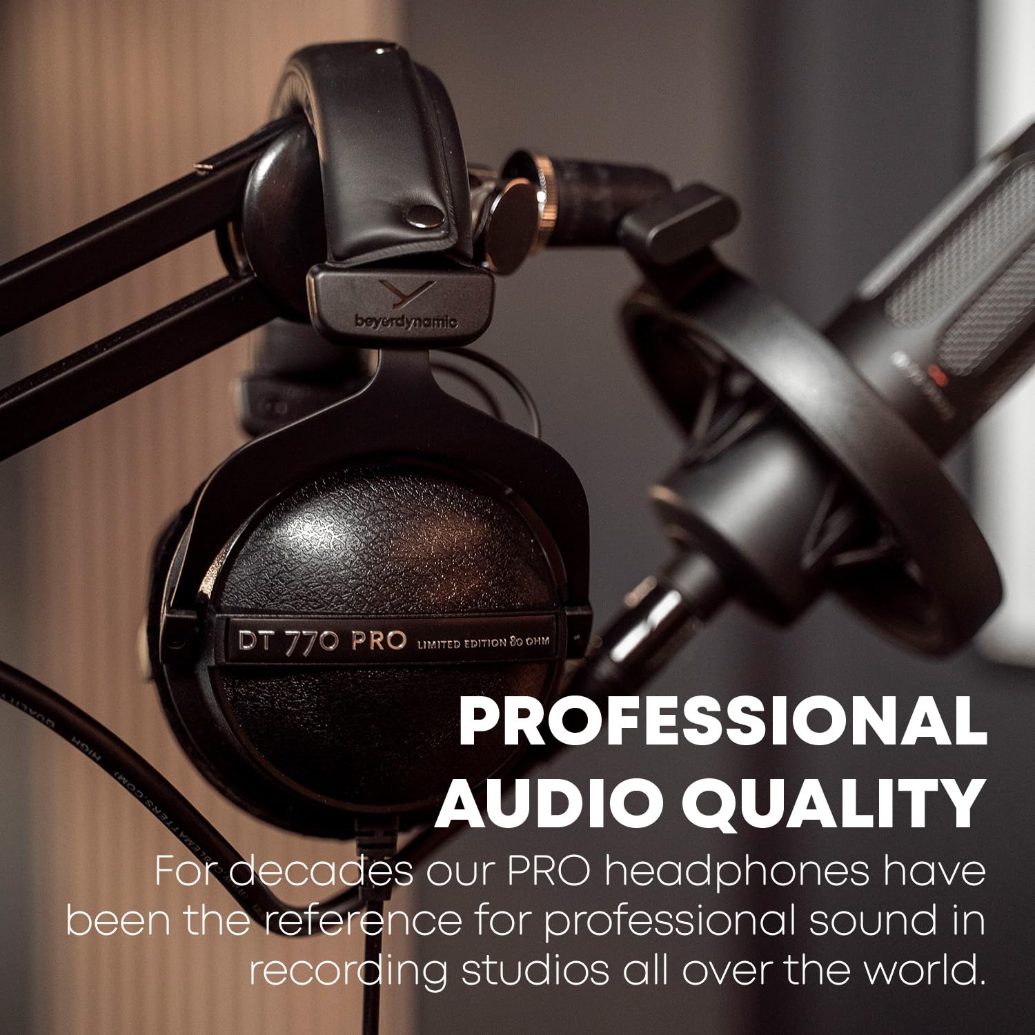 Beyerdynamic DT 770 Pro 80 Ohm Studio Headphones - Professional Over-Ear Closed-Back Monitoring Headphones for Recording, Mixing & Podcasting (Grey) - Perfect for Home Studios, Music Production & Audio Engineering