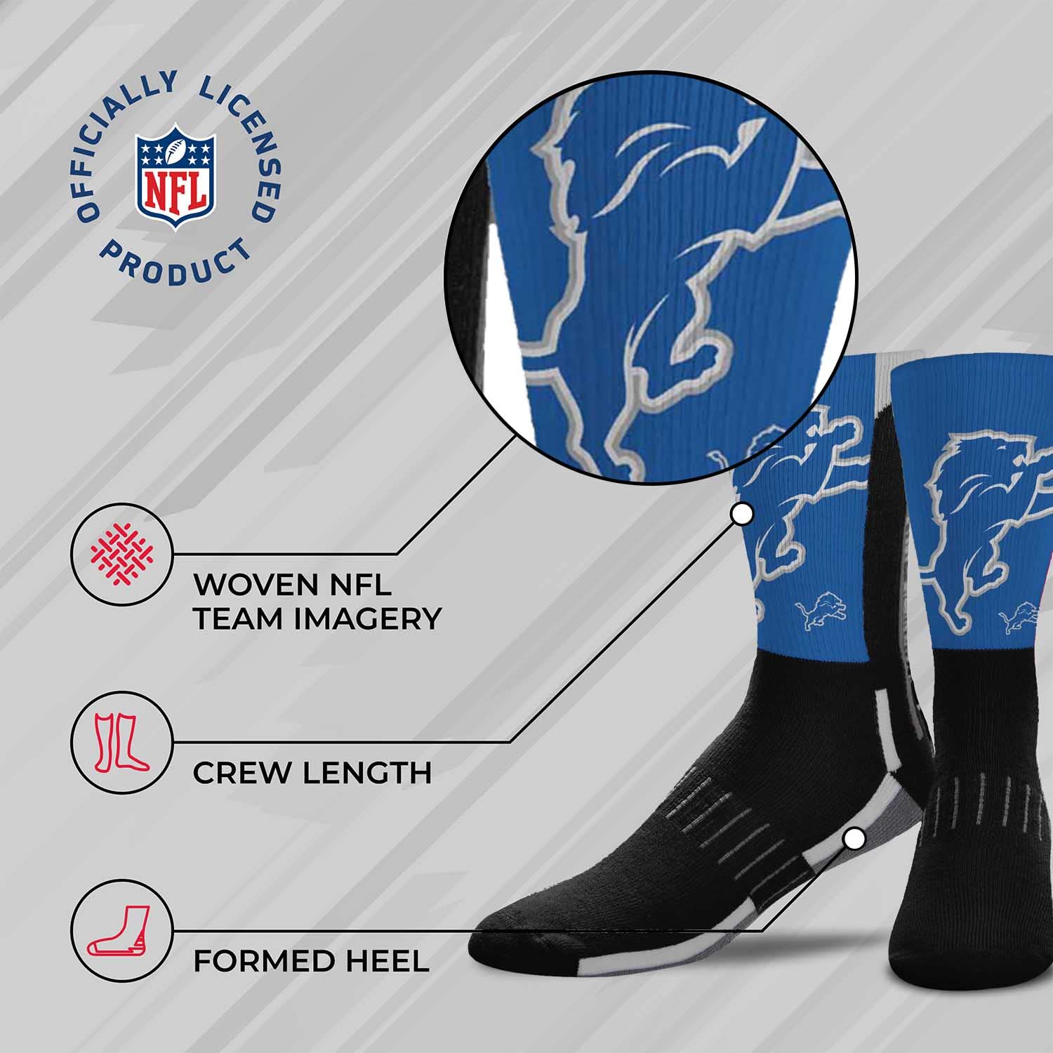 NFL Adult Curve Socks for Men - Machine Washable Football Socks for Warm & Cold Weather - Comfortable Game Day Apparel - Perfect for Football Games, Tailgating, and Sports Fan Gifts