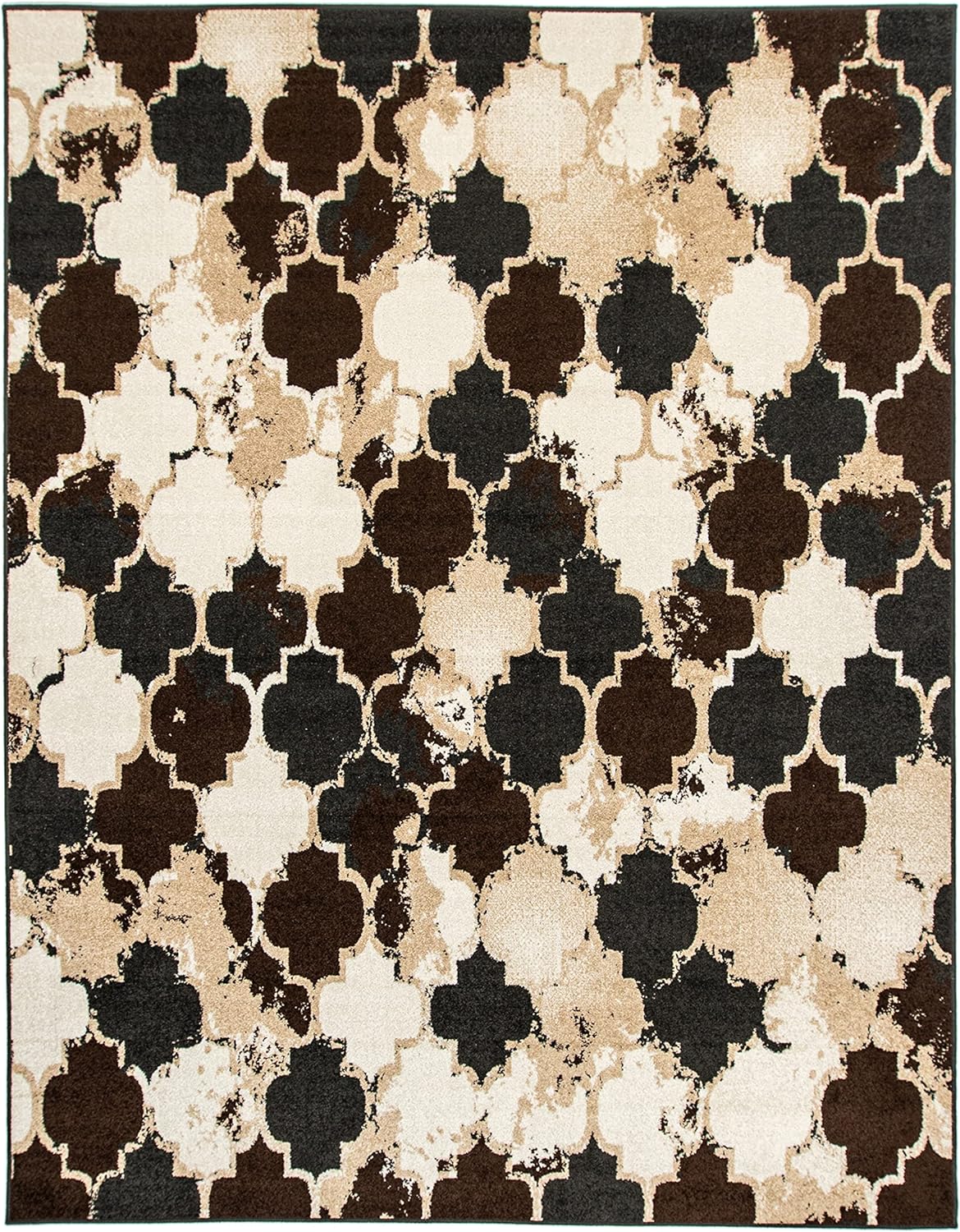Modern Geometric Trellis Lattice Indoor Area Rug - Non-Slip Soft Living Room Carpet for Bedroom, Nursery, Dorm & Home Decor