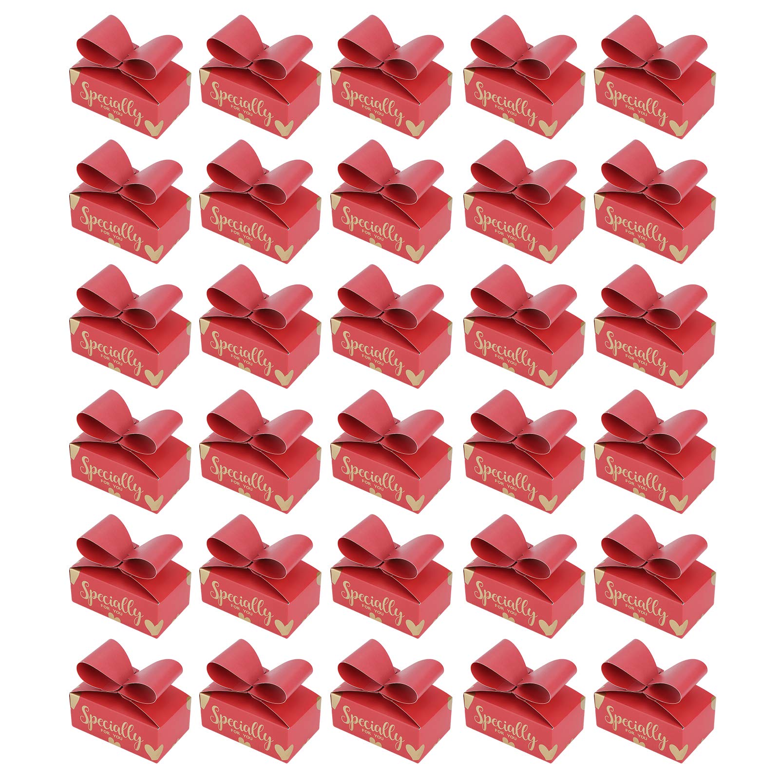 Elegant Wedding Candy Box - 30PCS Red Bowknot Gift Boxes for Anniversaries & Birthdays