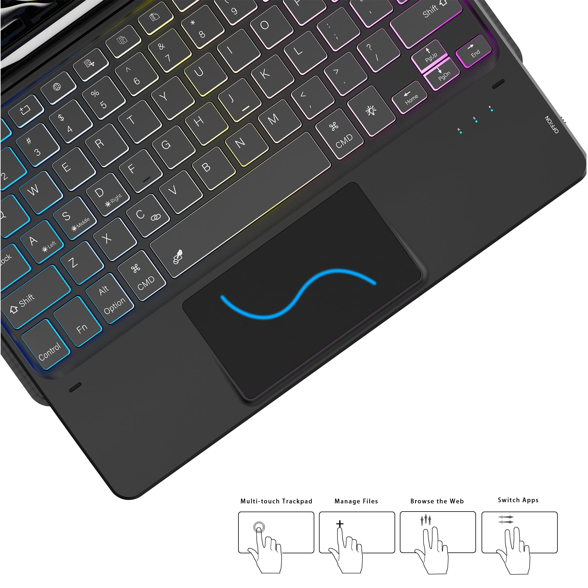 2024 iPad Pro 11-inch (M4) Keyboard Case with Detachable Backlit Keyboard - 7-Color DIY 3-Zone Lighting, Touchpad, Pen Holder & Adjustable Kickstand | Perfect for Work, Study & Travel