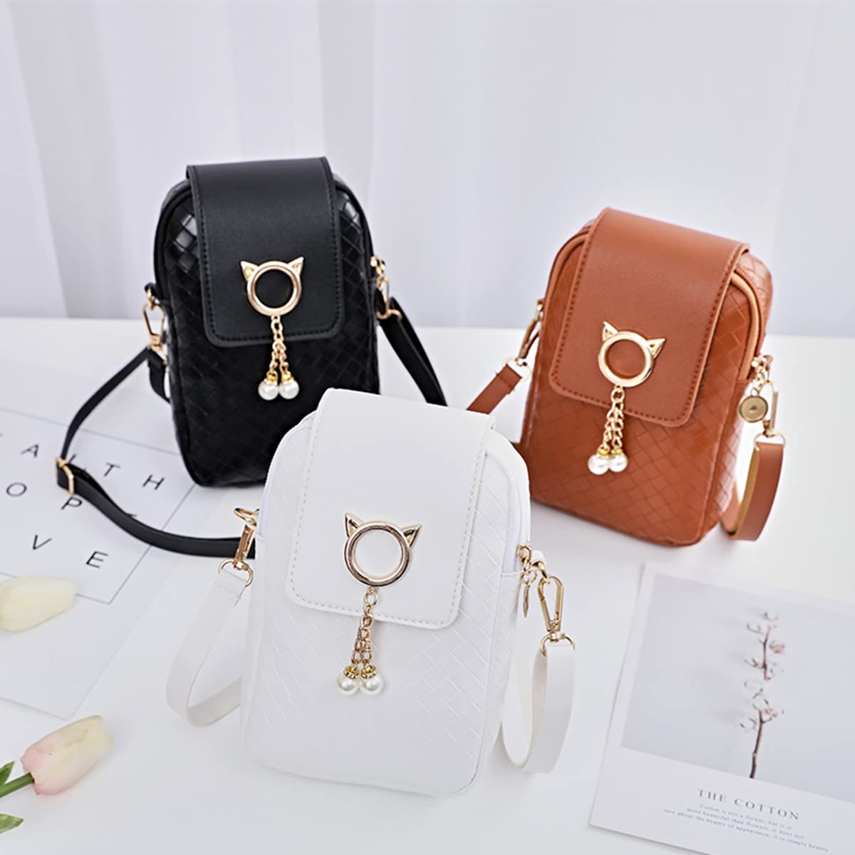 Women's PU Leather Crossbody Phone Bag - Adjustable Strap, Large Capacity Zipper Shoulder Purse for iPhone/Samsung - Fashionable Mobile Wallet for Travel, Shopping & Daily Use (Black)