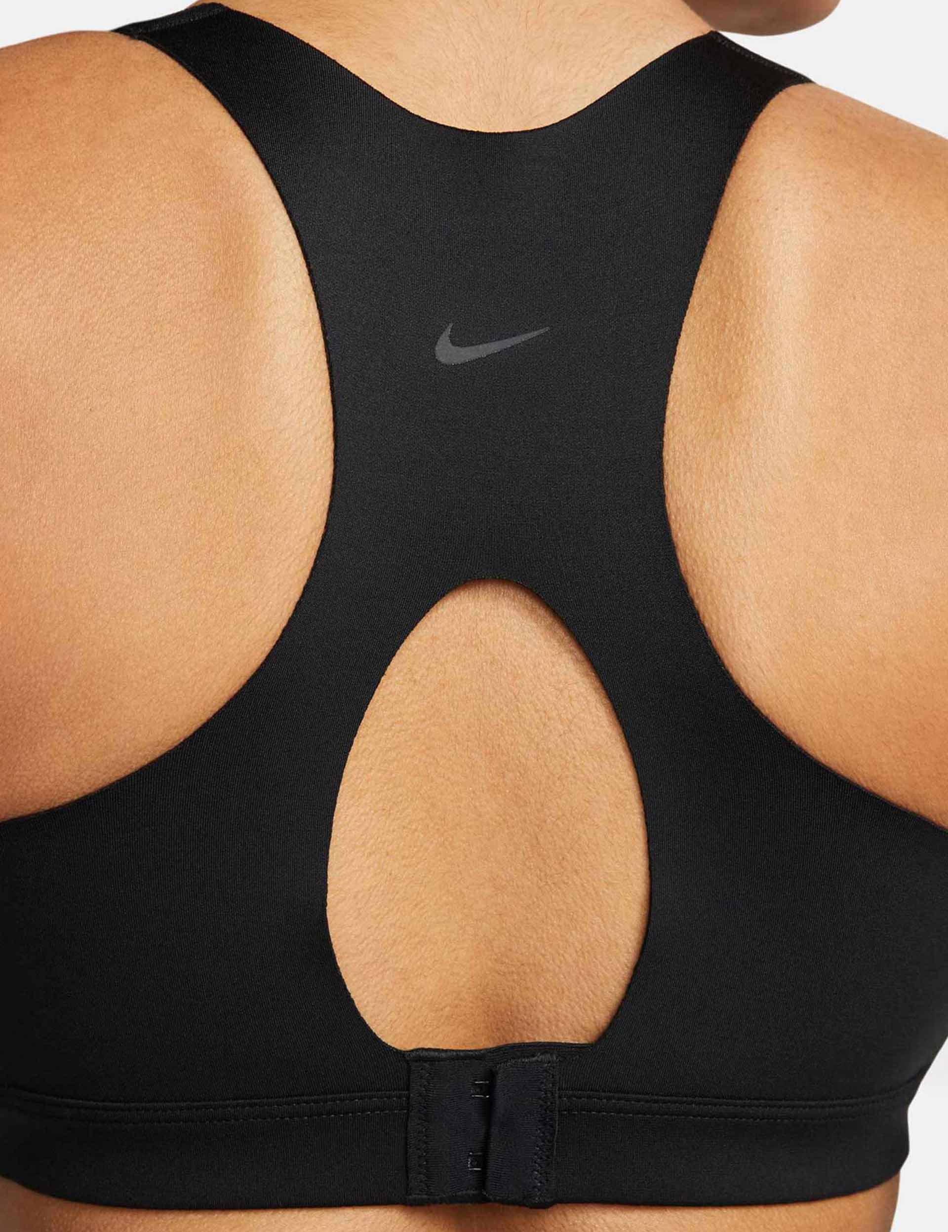 Nike Dri-FIT Alpha Padded Zip Front Sports Bra - Black/Dark Smoke Grey - High Impact Workout, Running & Gym Training Support for Women
