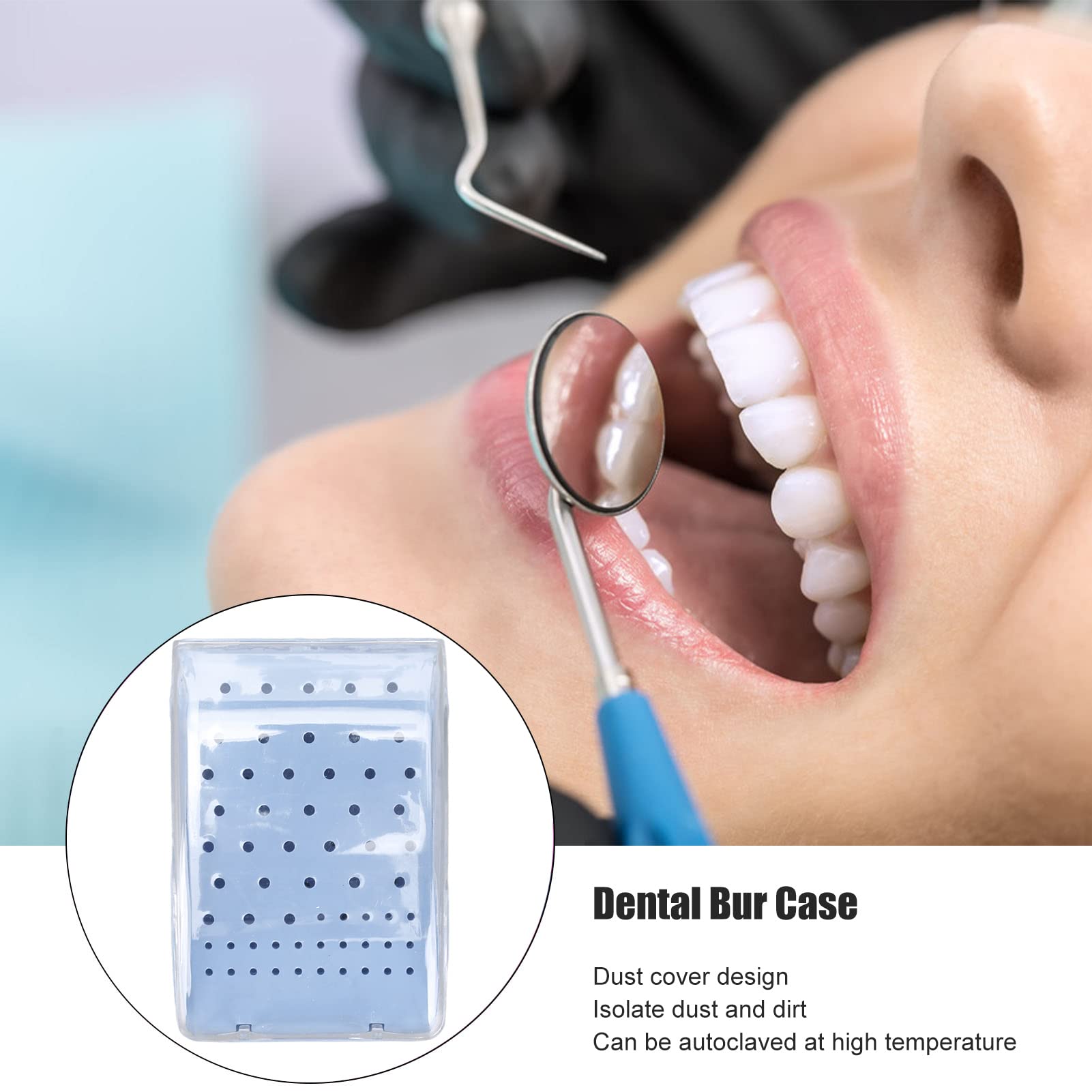 Autoclavable Dental Bur Organizer Case - 60 Hole Burs Holder with Protective Cover, Dentist Tool Storage Box for Dental Clinics & Hospitals (Blue) | Perfect for Organizing Dental Instruments & Sterilization Procedures