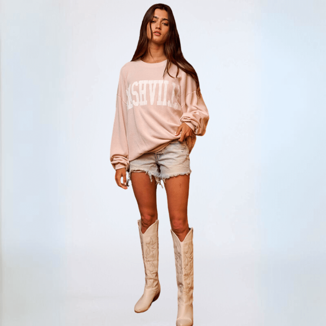 NASHVILLE Graphic Oversized Sweatshirt - Made in USA | Cozy Unisex Pullover for Casual Wear & Street Style