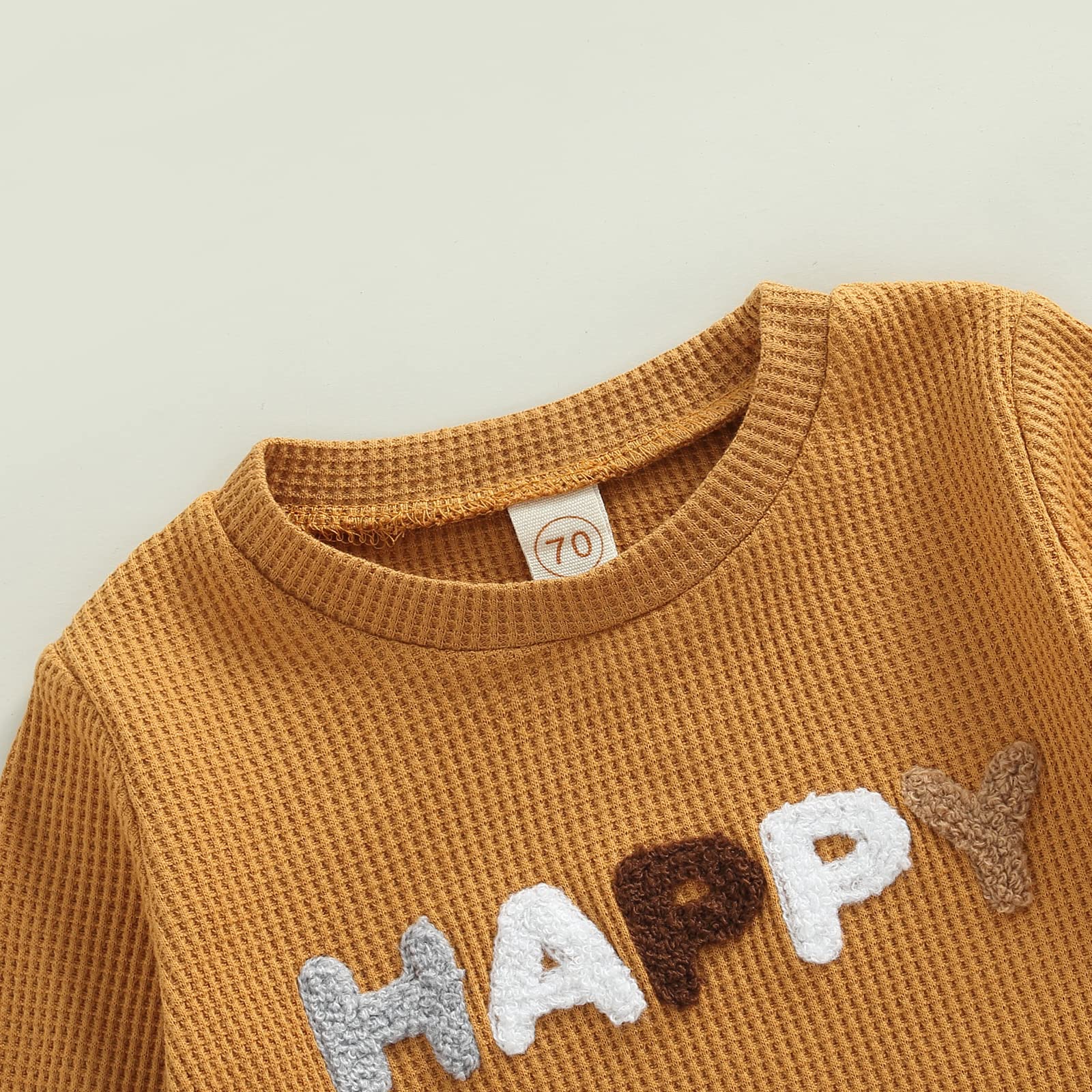 Newborn Baby Boy & Girl Clothes Set - 2PCS Fall Winter Waffle Outfit with Rainbow & Letter Print - Cozy Sweatsuits for Infants | Perfect for Family Photos, Daily Wear & Holiday Gifting