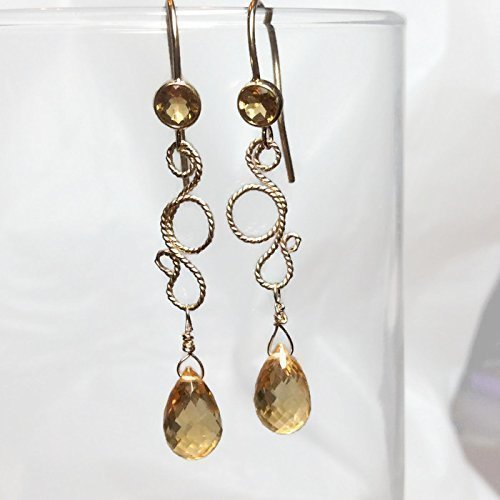Citrine Gemstone Earrings - 14K Gold Filled Dangle Earrings for Women | 2 Inch Natural Citrine Jewelry | Perfect Birthday, Anniversary & Valentine's Day Gift for Her | Elegant for Parties, Weddings & Date Nights