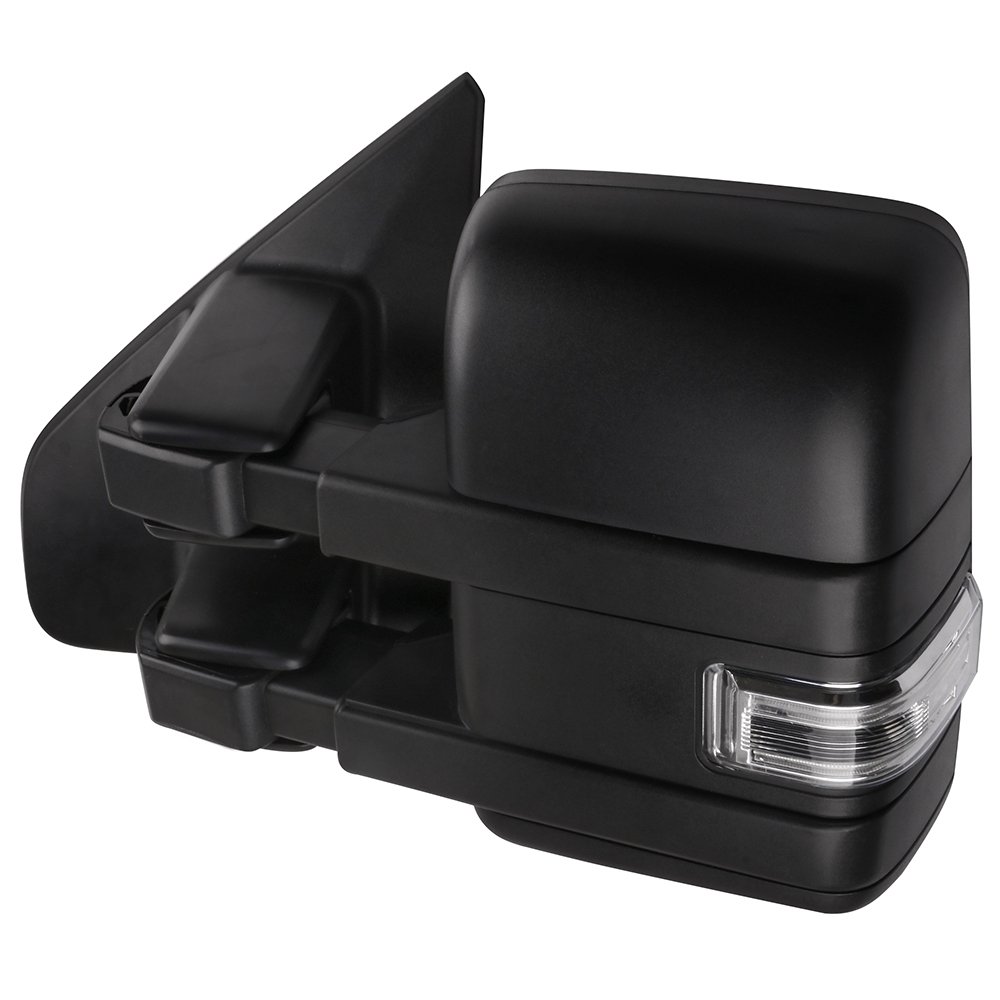 2004-2014 Ford F-150 Towing Mirrors - Power Adjustable Heated Side Mirrors with Turn Signal & Puddle Light (Black Housing) | Perfect for Truck Towing, Night Driving & Enhanced Visibility