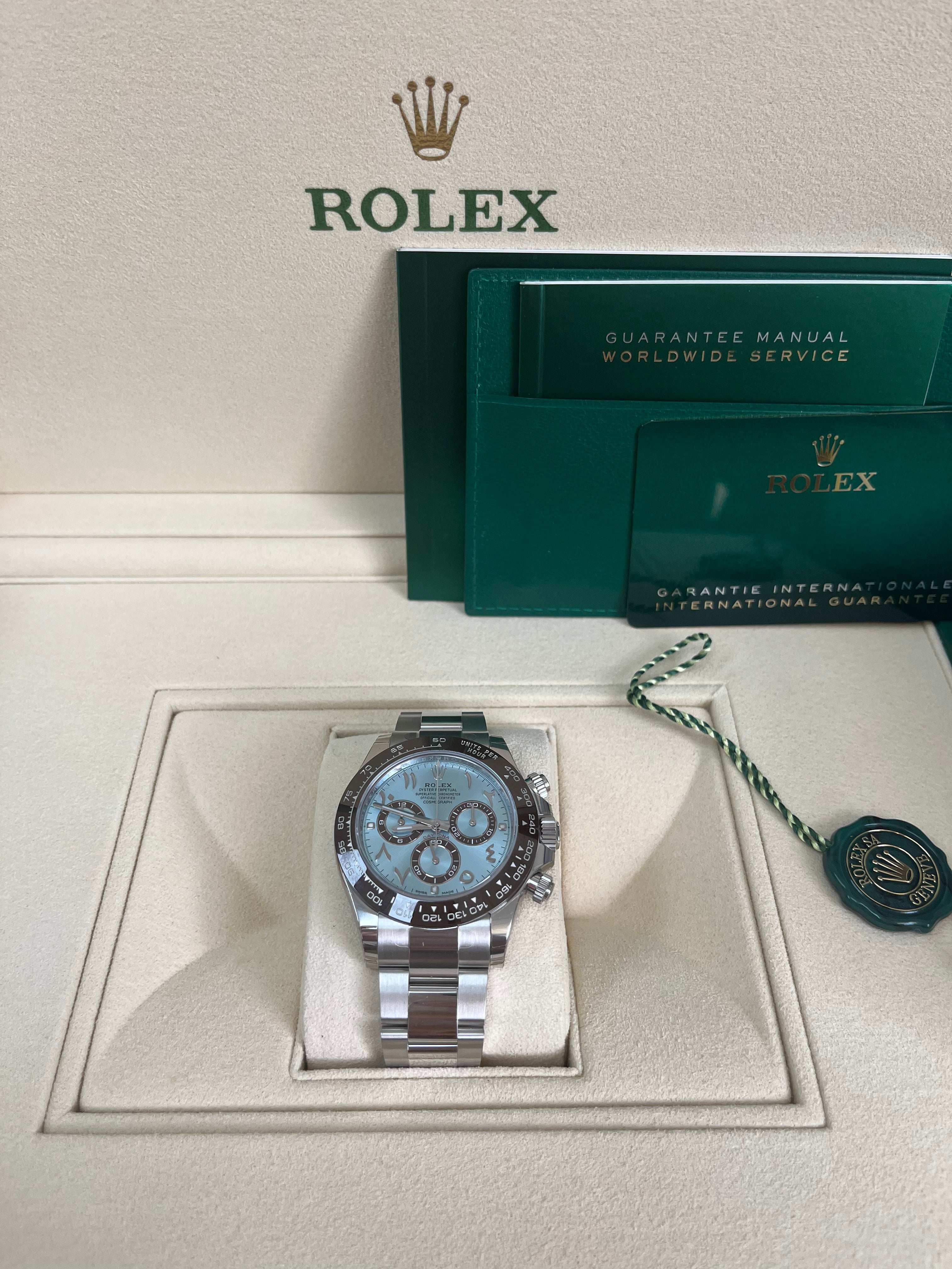 Rolex Daytona Platinum Watch with Ceramic Bezel & Arabic Dial - Model 116506 | Luxury Men's Chronograph for Business, Sports & Special Occasions