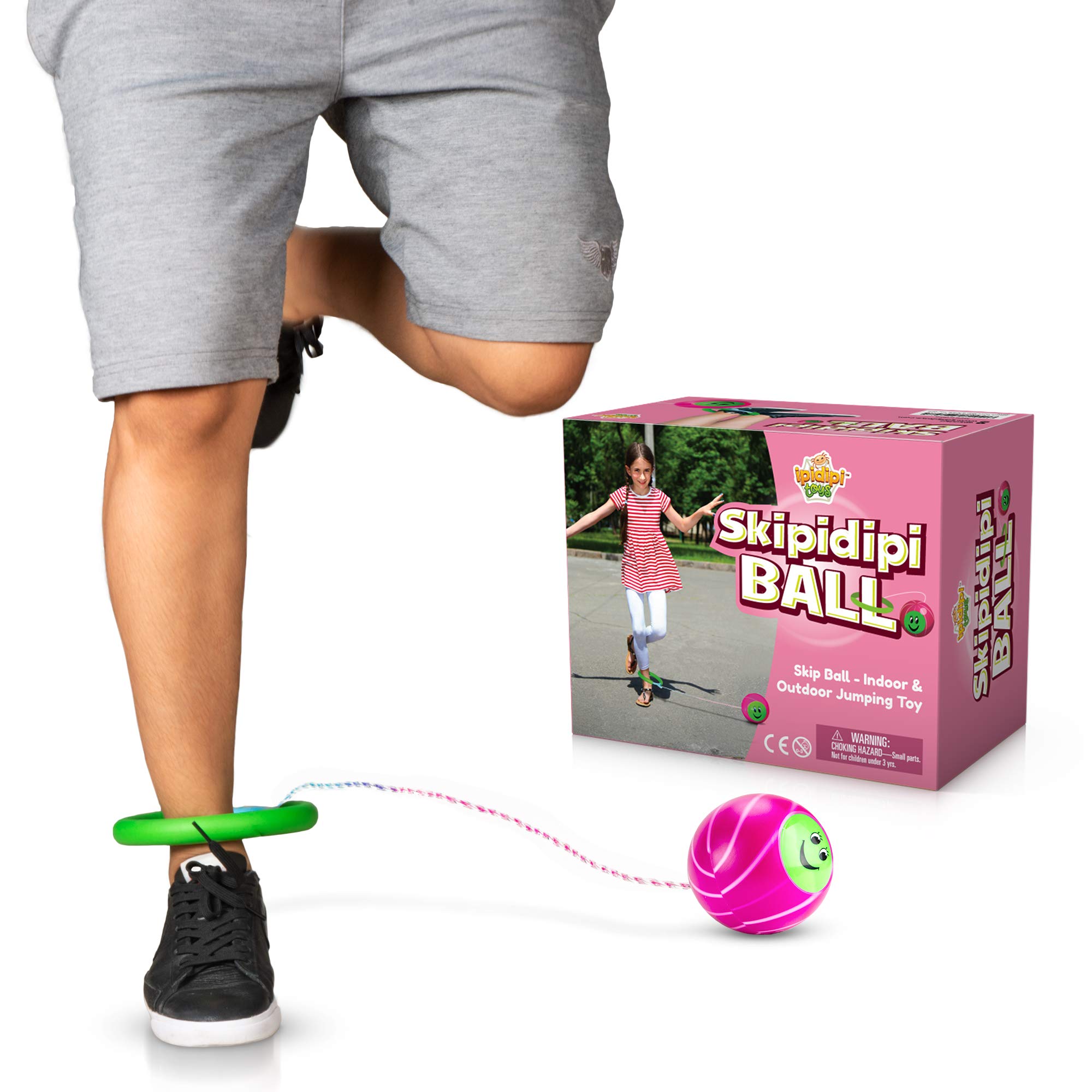 IPIDIPI TOYS Pink Retro Jumping Hopper - Ankle Jump Rope Skip Ball for Kids Ages 5-12 | Improve Coordination & Balance | Fun Outdoor Exercise Toy | Perfect Birthday Gift for Boys & Girls | Great for Playground, Backyard & School PE Activities