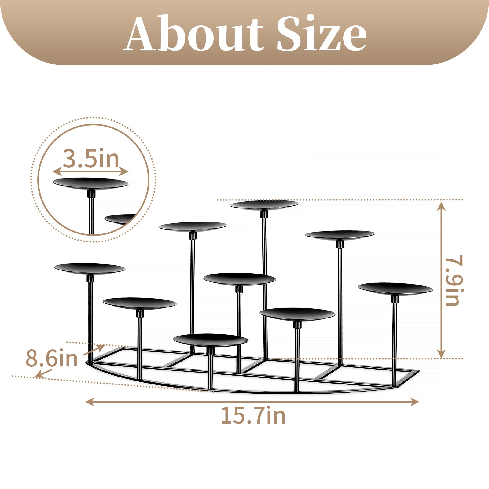 Matte Black Metal Candelabra Candle Holder with 9 Stands - Elegant Fireplace & Table Centerpiece for Christmas, Halloween, Weddings & Home Decor - Perfect for Mantel, Floor, and Dining Table Displays