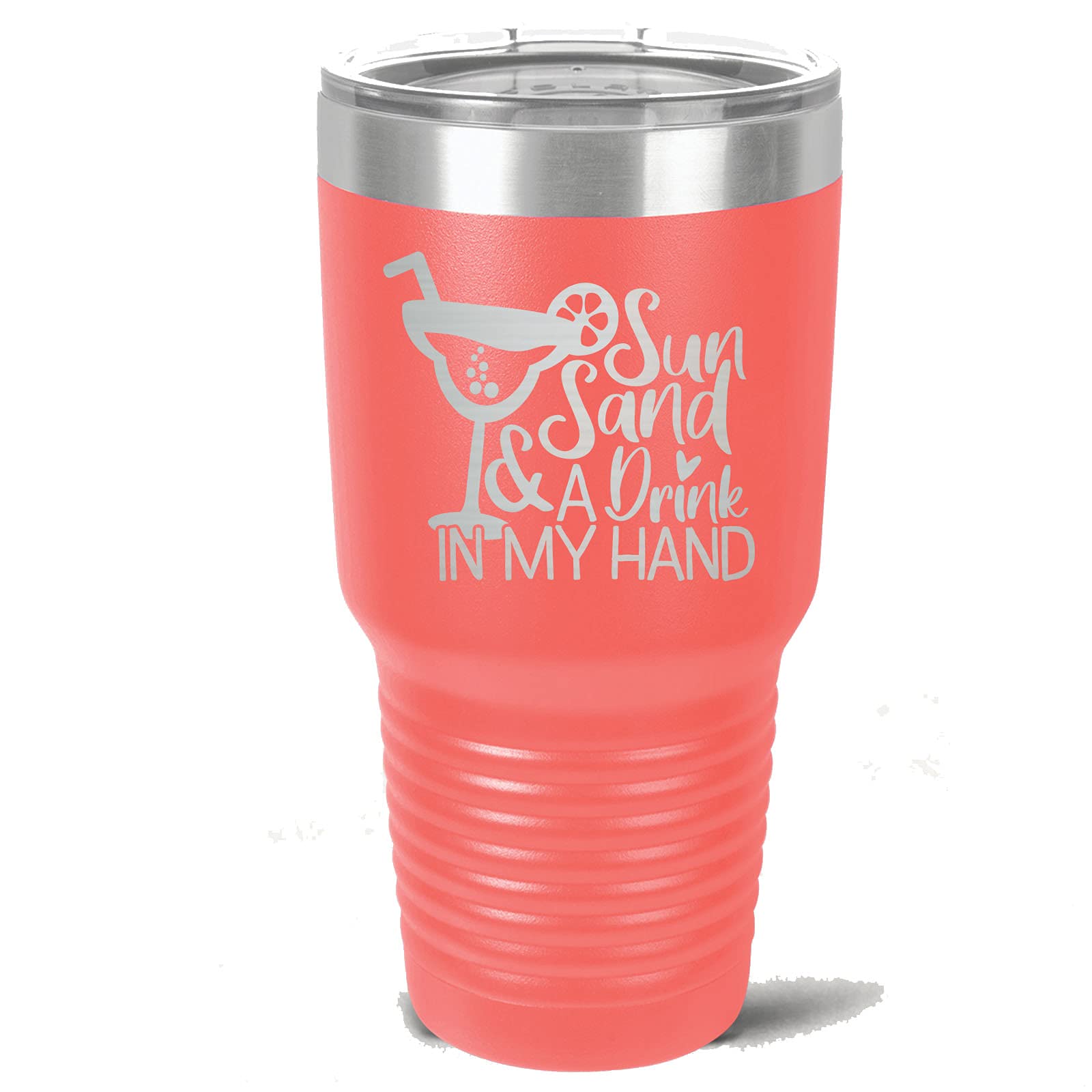 30 oz Stainless Steel Tumbler with Lid & Straw - Coral Color Vacuum Insulated Cup for Hot & Cold Drinks - Perfect for Beach, Pool, Office & Outdoor Activities