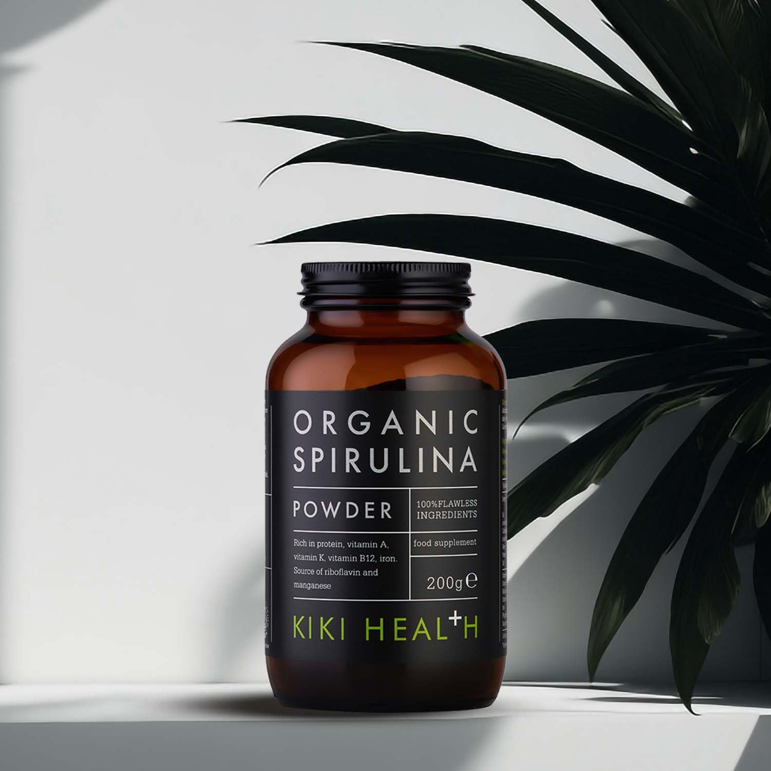 KIKI Health Organic Spirulina Powder 200g - Premium Superfood for Immune Support & Energy Boost - Rich in Protein, Vitamins A, K, B12 & Iron - Vegan & Vegetarian Friendly - Great for Smoothies, Juices & Wellness Shots