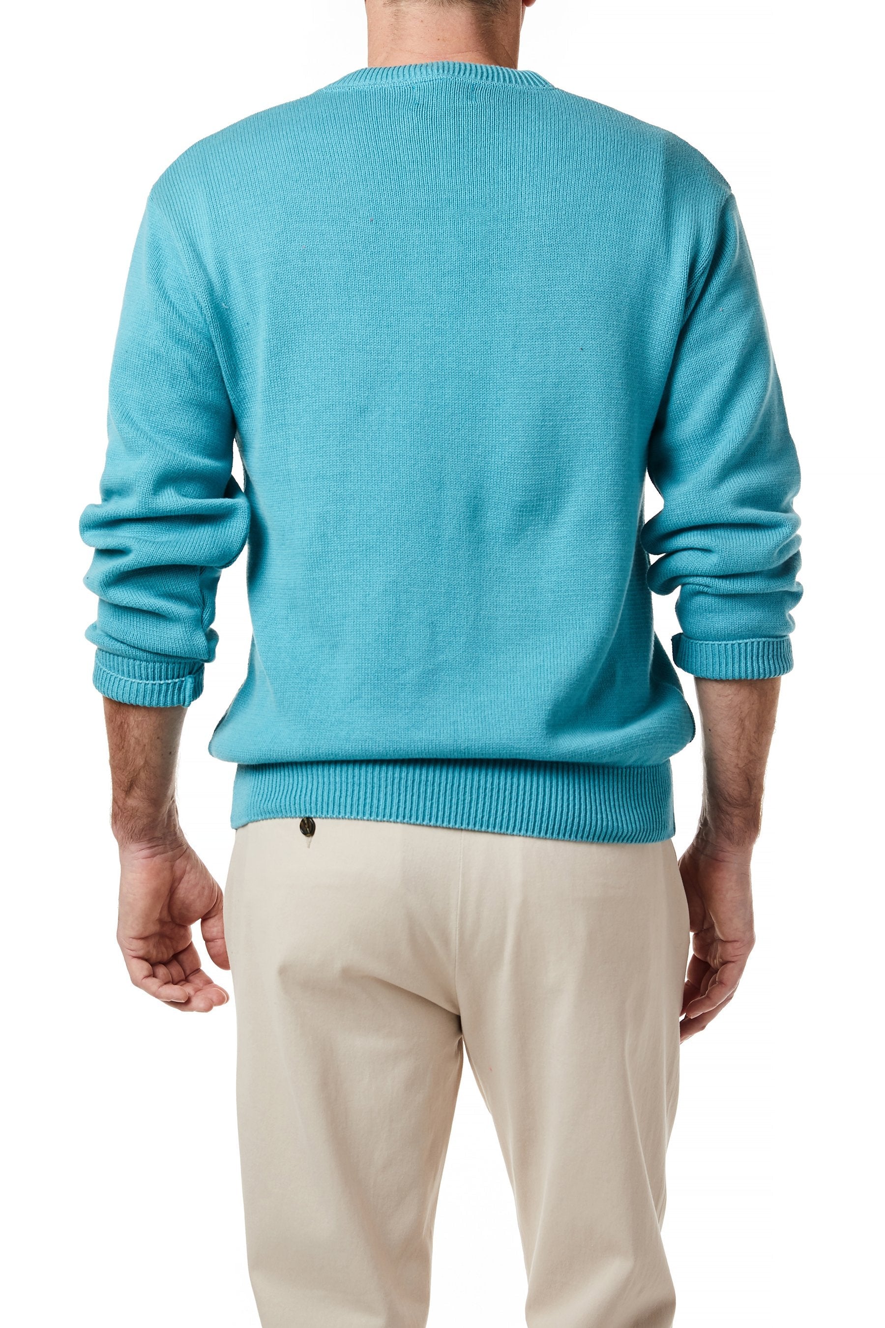Yachtsman Crewneck Sweater for Men - Soft Cotton Knit Pullover in Seafoam Green - Perfect for Nautical Style, Casual Wear & Outdoor Activities