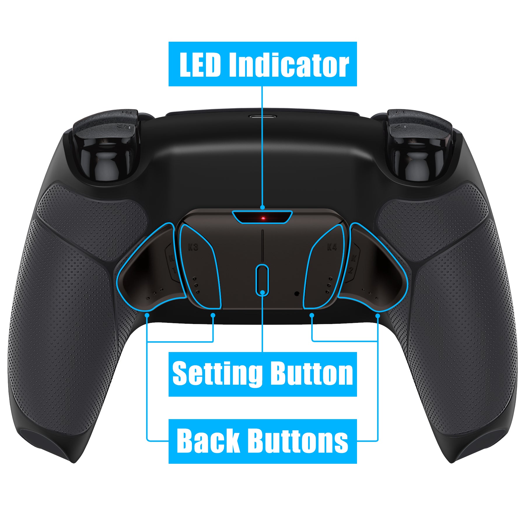 eXtremeRate Black Real Metal Buttons (RMB) RISE4 V3 Remap Kit for PS5 Controller BDM-030/040/050 - Premium Rubberized Black Gaming Accessories for Enhanced Gameplay Experience