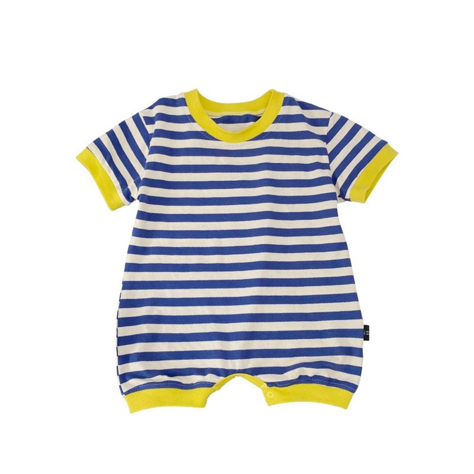 Baby Girl Clothes Newborn Summer Cotton Striped Short Sleeve Romper Jumpsuit for Boys & Girls - Perfect for Playtime, Beach Outings and Family Photos