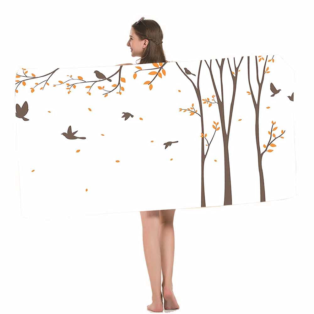HOSNYE Silhouette of Birds with Tree and Birdcage - Soft Highly Absorbent Beach Towel for Swimming, Sports, Gym & Bathroom - Perfect for Fall Decor, Beach Outings and Cozy Bath Time