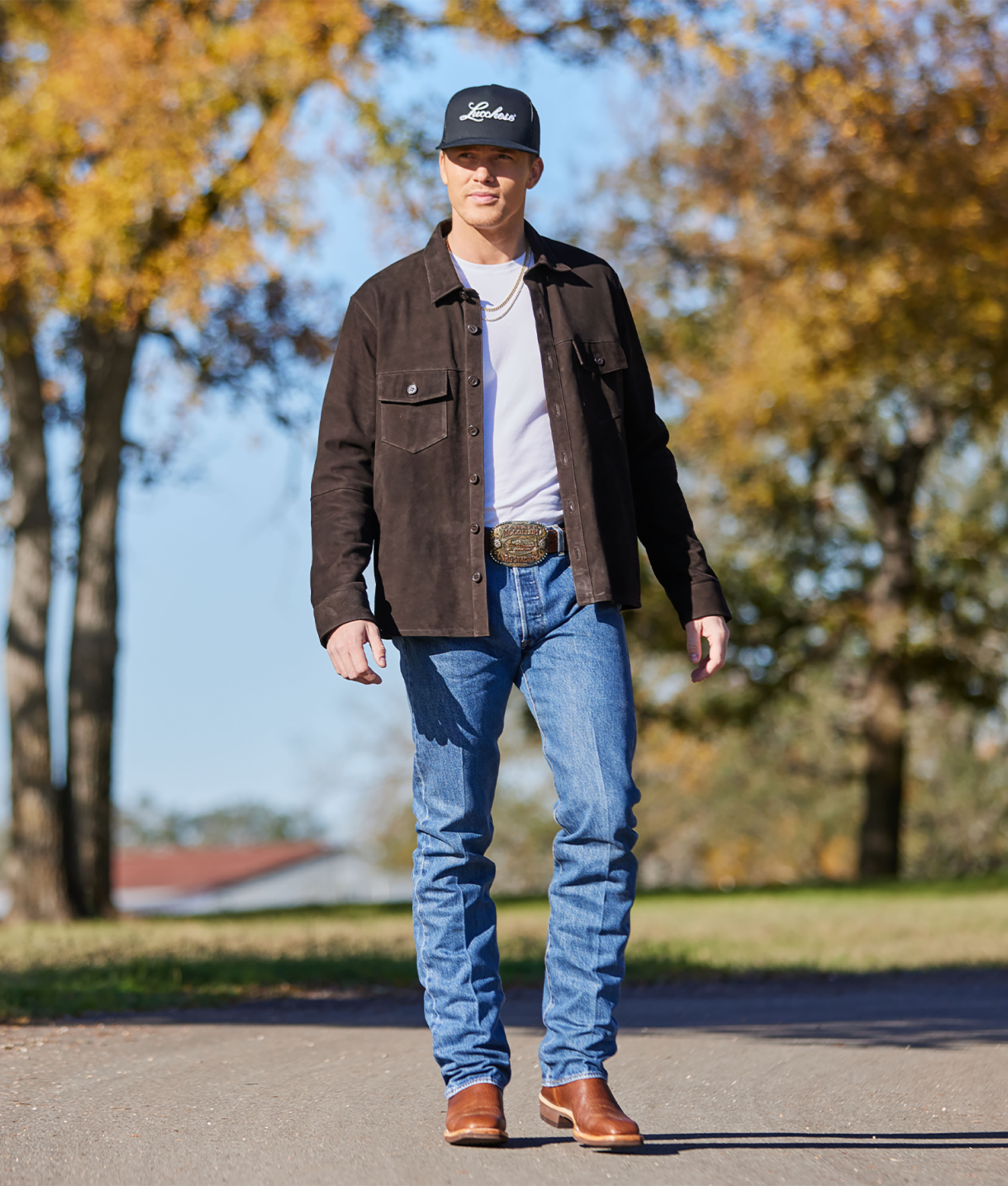 Lucchese x Parker McCollum Premium Pima Cotton T-Shirt for Men - Soft Breathable White Tee - Perfect for Casual Wear, Concerts & Western Style Outfits