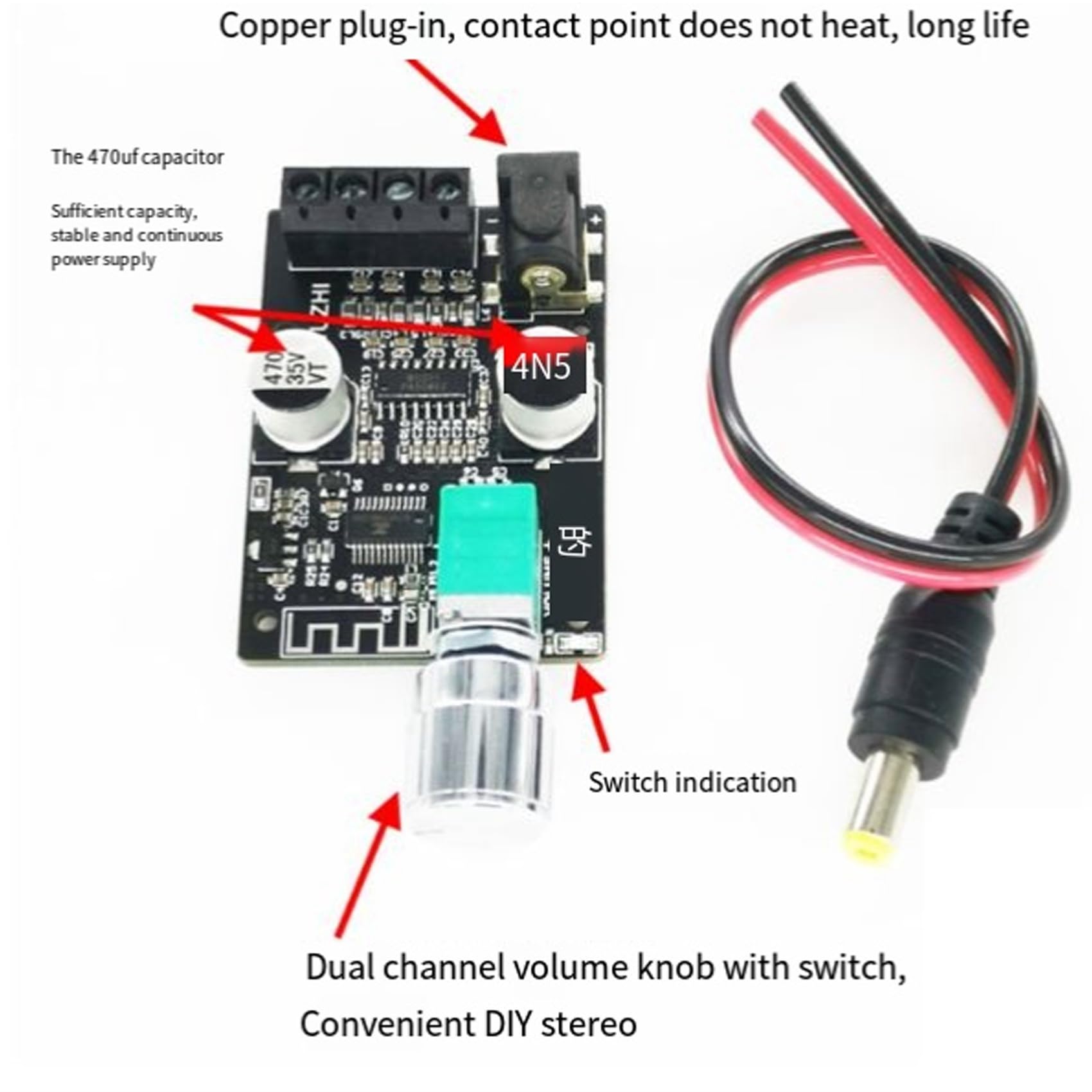 CENMEN 502L Bluetooth 5.0 Wireless Audio Amplifier - 50Wx2 Stereo Power Amp Board with Digital Module for Home Theater, Car Audio & DIY Speaker Projects
