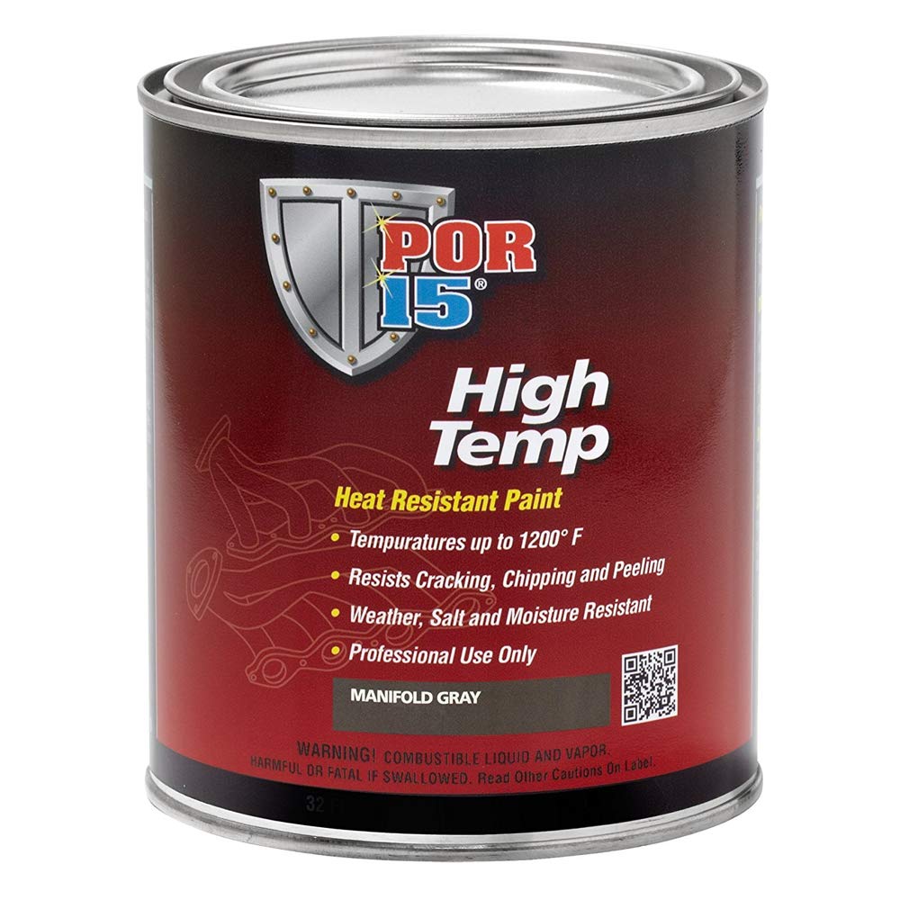 POR-15 High Temperature Paint - 500°F Heat Resistant Coating, Weatherproof & Moisture Resistant Gray Paint (8oz) for Engine Parts, Grills, Exhaust Systems & Metal Surfaces