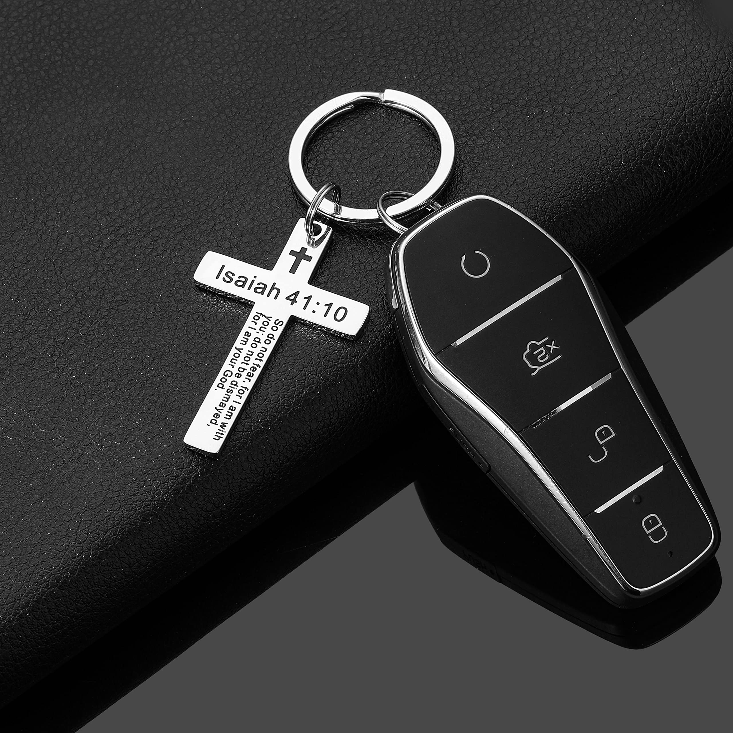Religious Cross Keychain for Men - Christian Bible Verse Keychain with Scripture, Easter Basket Stuffer Gift - Perfect for Church Events, Baptism Gifts & Daily Faith Inspiration