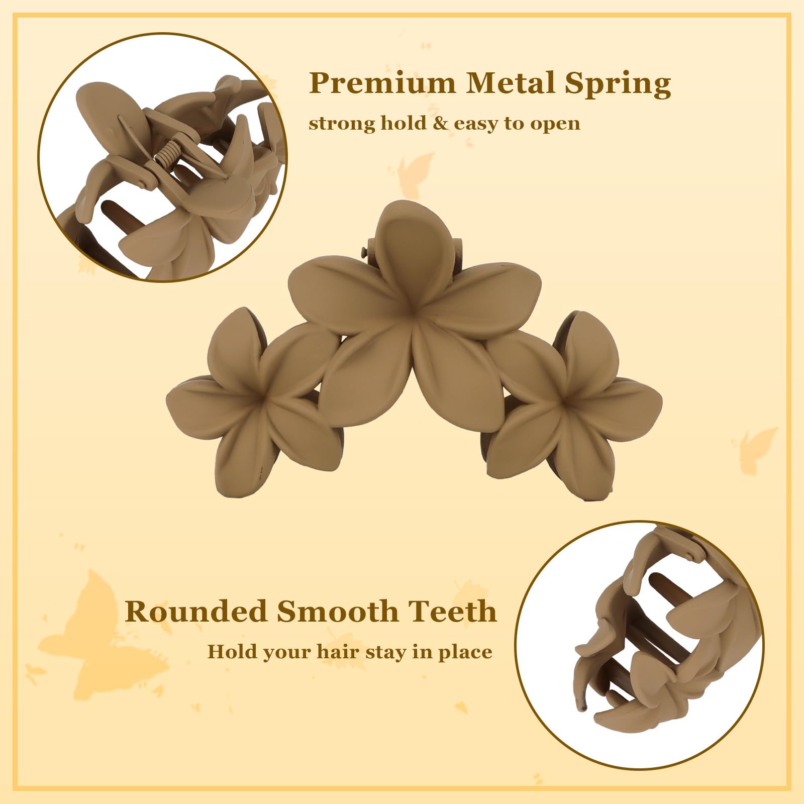 Ondder Large Matte Claw Hair Clips for Women - 4.5 Inch Non-Slip Strong Hold Hair Clips for Thick Hair, Hair Accessories - Perfect for Updos, Ponytails and Everyday Hairstyles