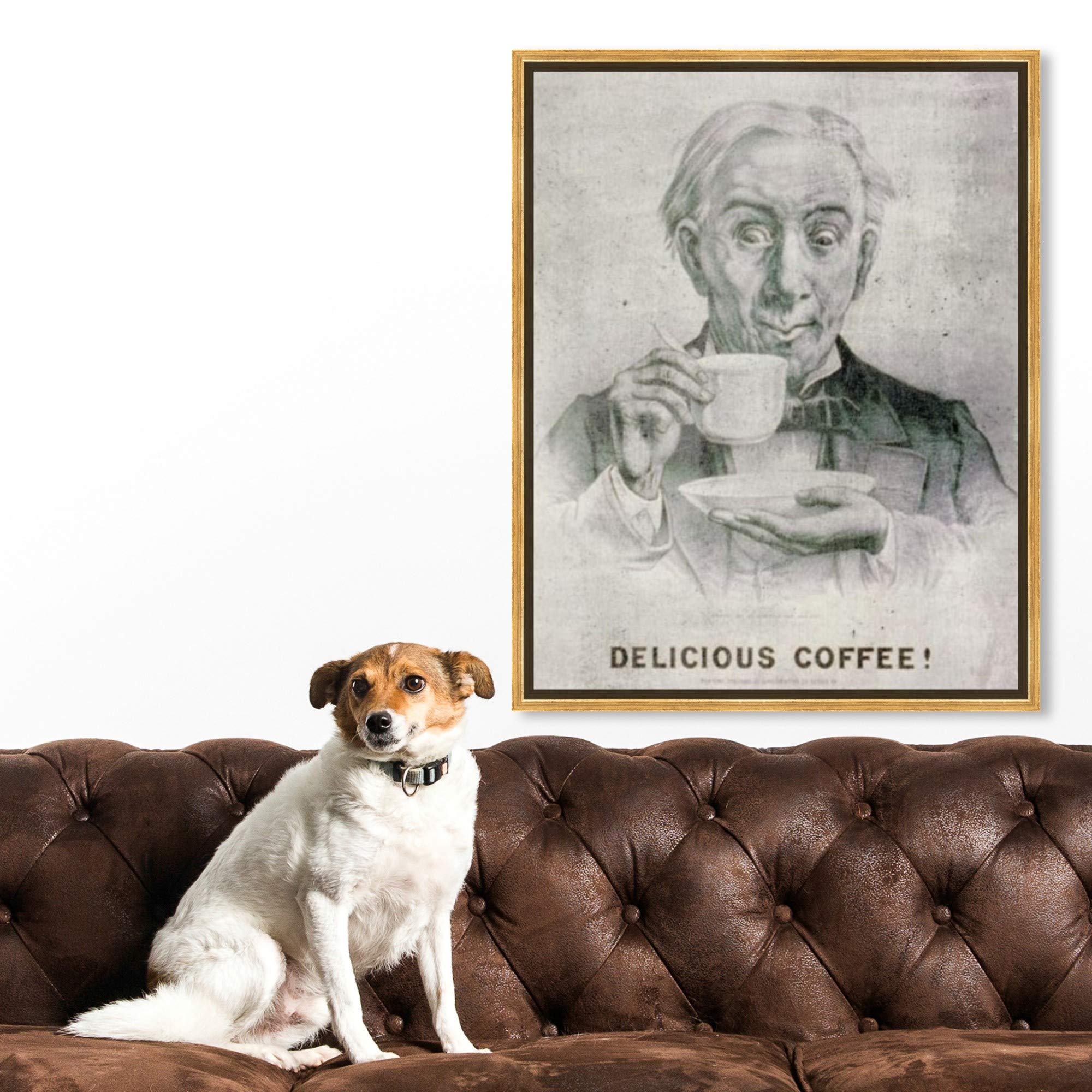Premium Hatcher & Ethan Drinks & Spirits Framed Canvas Wall Art - 20x24 Inch Gray & White Home Decor - Perfect for Coffee Shops, Bars & Living Room Decoration