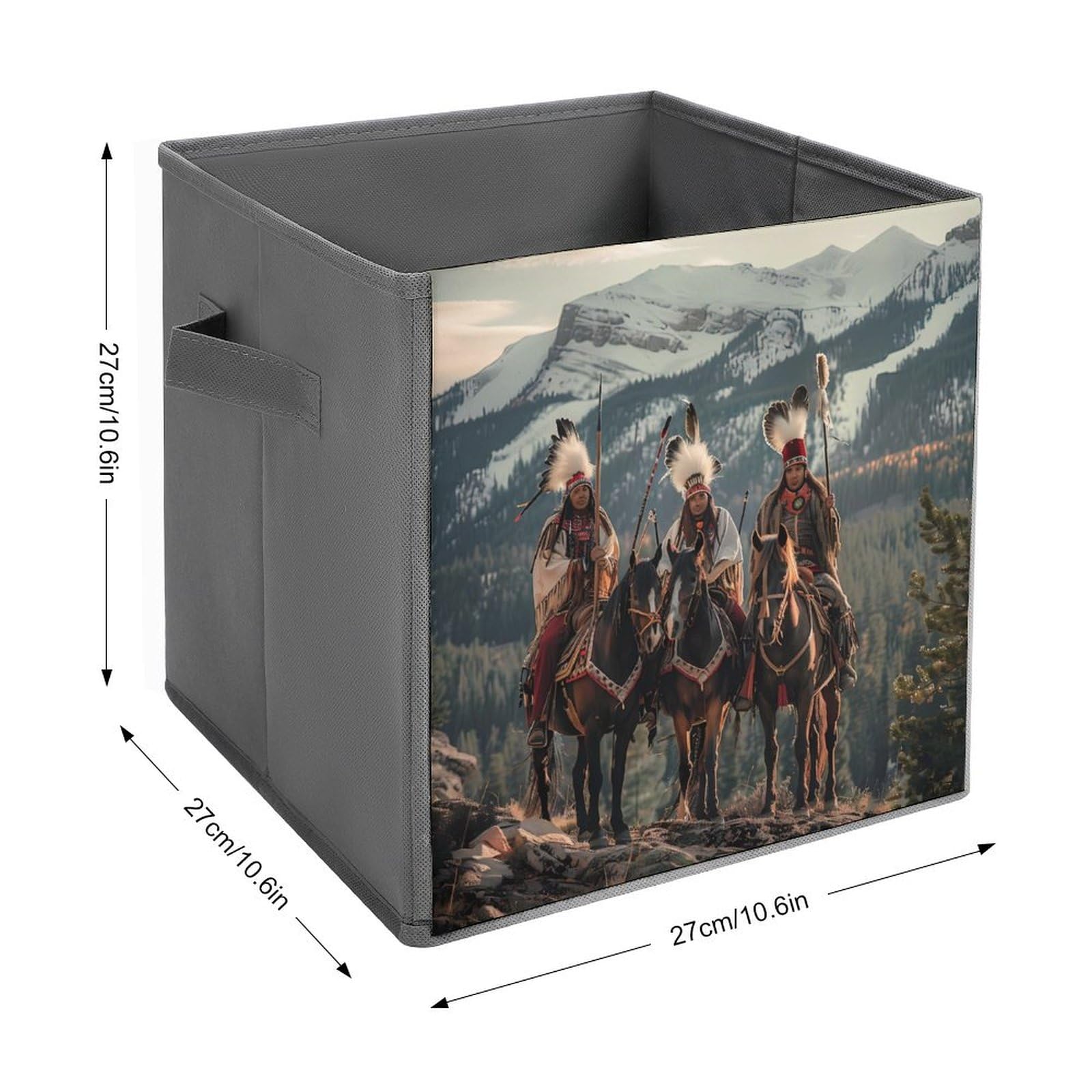 Native American Feathered Chief Folding Storage Cubes - Handled Organizer Bins for Home & Office Organization | Perfect for Closet, Shelf, and Toy Storage | 1-Piece Set