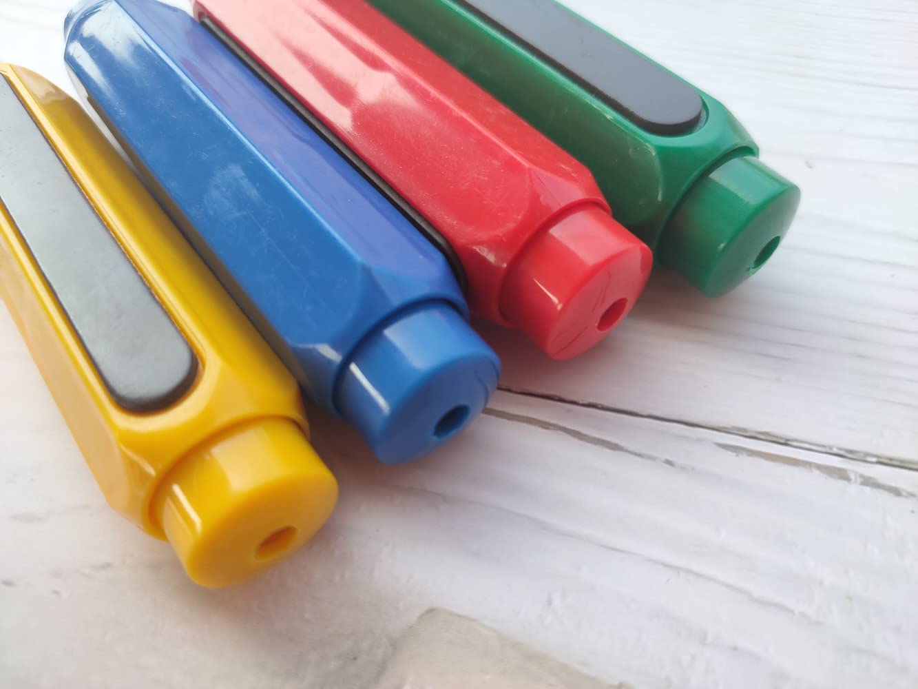Magnetic Chalk Holders with Storage Case - 4 Pack Adjustable Chalk Clips for Teachers, School & Office - Blue, Green, Red, Yellow - Perfect for Whiteboards, Blackboards & Classroom Organization