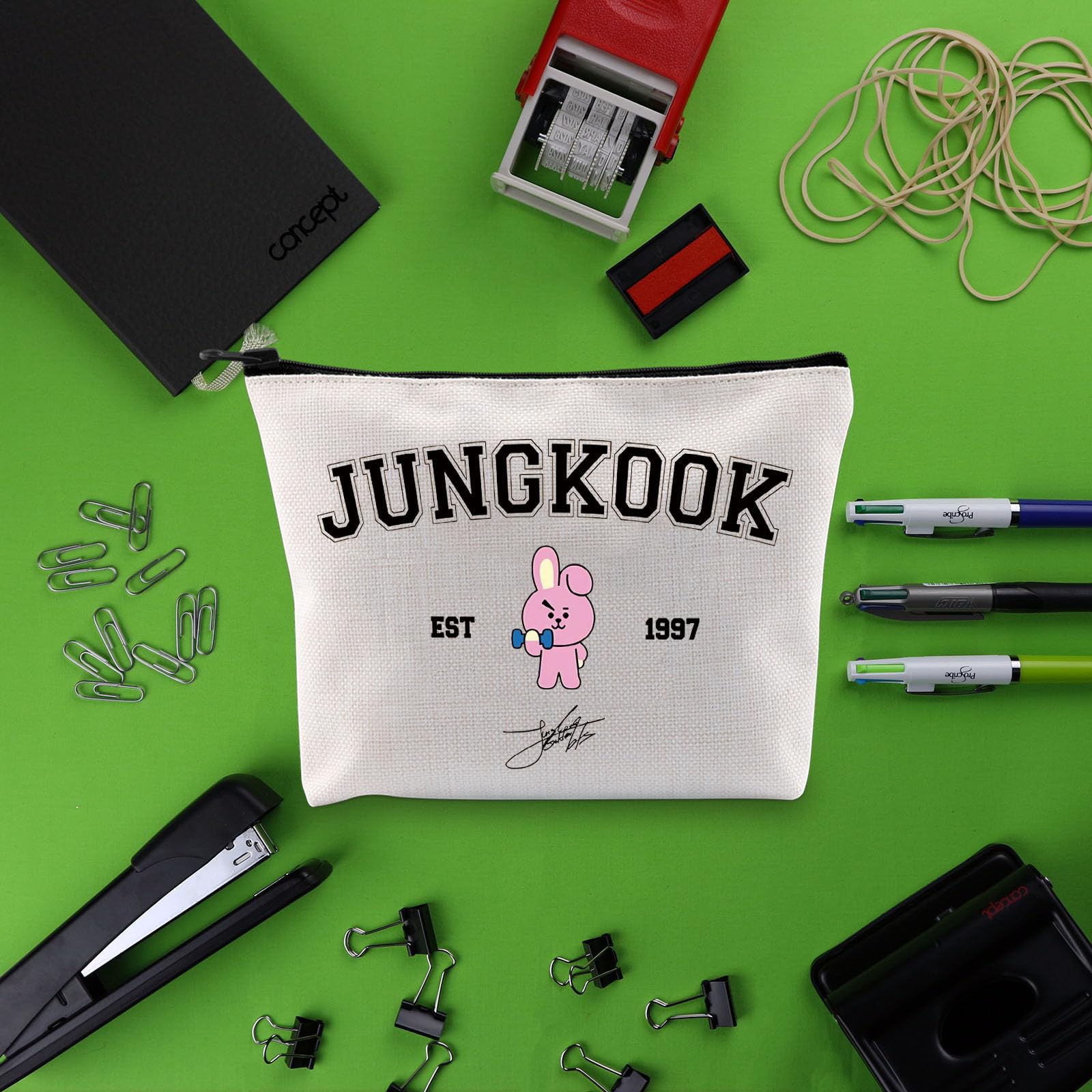 BLUPARK K-pop BTS Jungkook Merchandise Bag - Army Inspired Zipper Pouch for Fans, Singer Fan Gift, K-pop Team Accessories - Perfect for Concerts, Fan Meetings & Daily Use