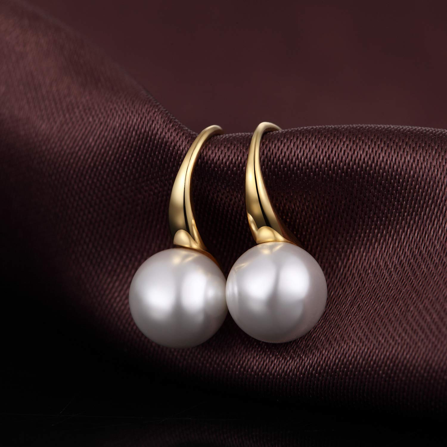 925 Sterling Silver Pearl Dangle Earrings for Women | 8MM-10MM Diamond Accent Pearl Drop Earrings | Elegant Pearl Jewelry for Weddings, Parties & Special Occasions