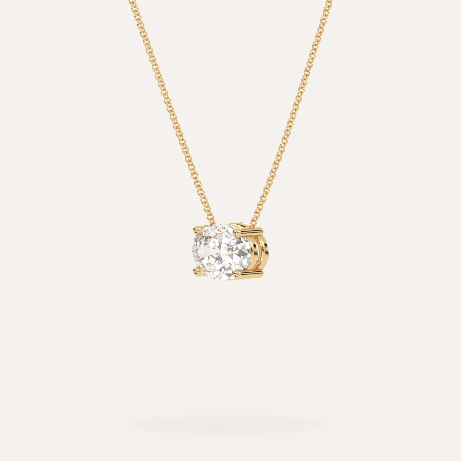 2 Carat Oval Floating Diamond Necklace for Women - Elegant Solitaire Pendant Jewelry Gift for Anniversary, Wedding & Special Occasions