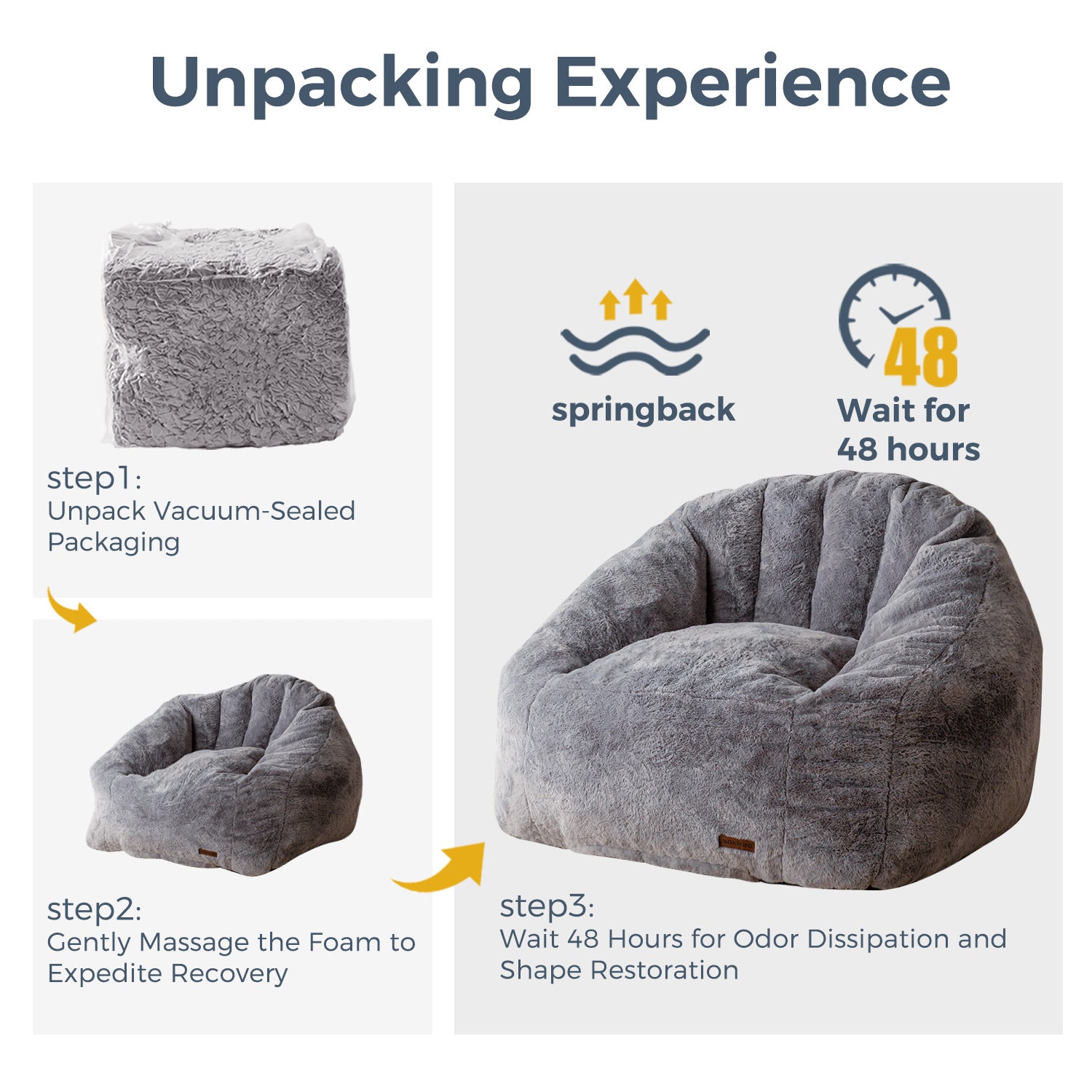 MAXYOYO Giant Bean Bag Chair - Oversized Faux Fur Shell Design with Premium Filler | Ultra Comfortable Lounge Chair for Living Room, Bedroom, Game Room & Dorm