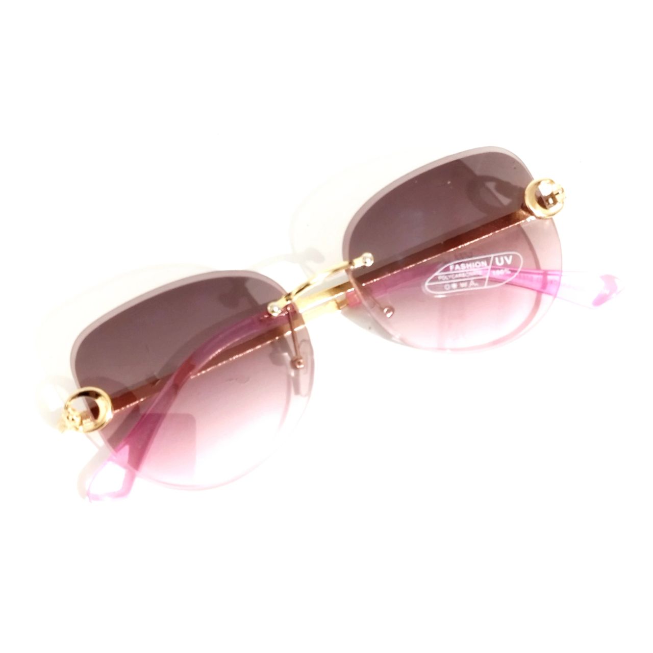 Stylish Purple Pink Rimless Sunglasses for Women - Trendy UV Protection Shades for Beach, Driving & Outdoor Activities