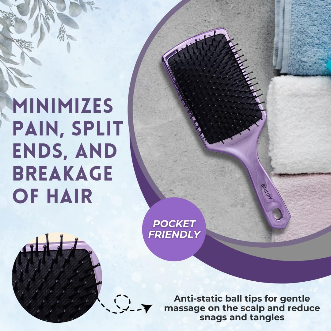 Beautifly Feather Design Hair Brush - Premium Styling Brush for All Hair Types (Men & Women) | Perfect for Salon, Home & Travel Use