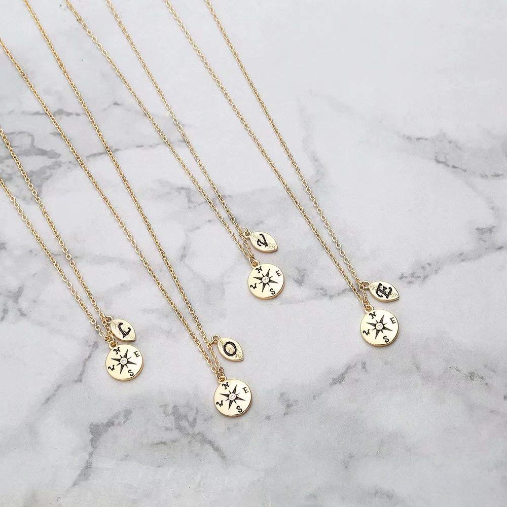 MONOOC 2024 Graduation Gifts for Women - Personalized Compass & Leaf Initial Necklace - High School & College Graduation Jewelry Gift for Her - Perfect for Class of 2024 Celebrations, Commencement Ceremonies & Graduation Parties