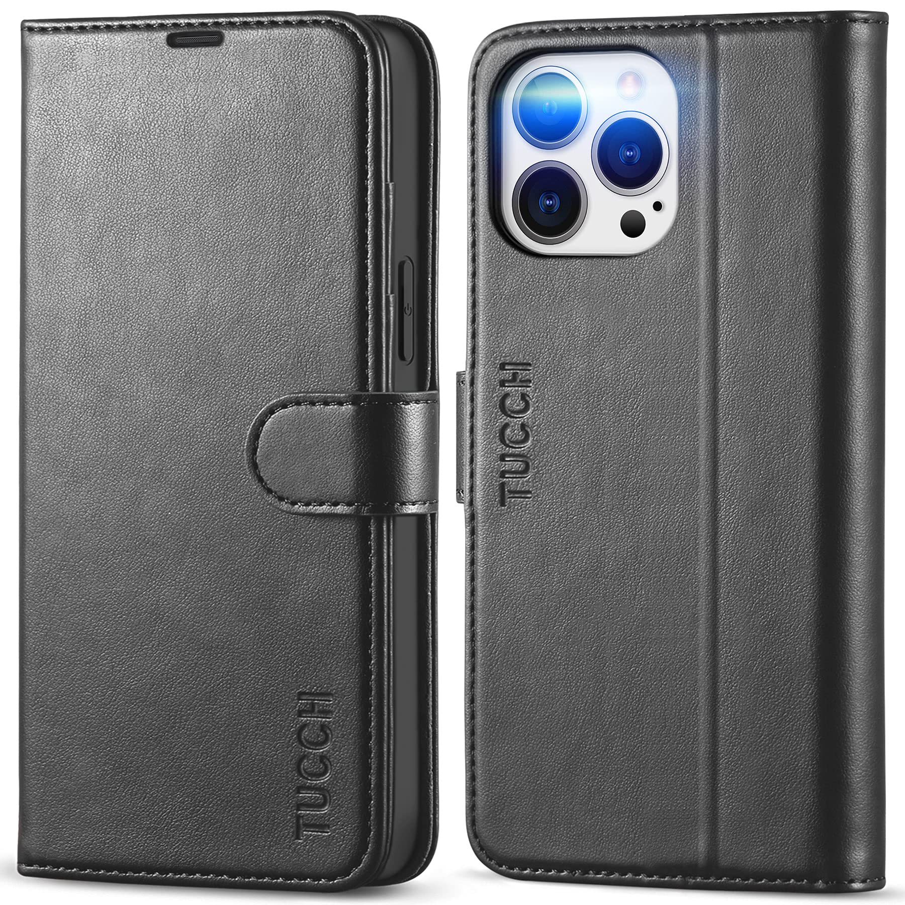 Premium TUCCH iPhone 13 Pro Max Wallet Case with RFID Blocking - Shockproof TPU Interior & Magnetic PU Leather Flip Cover (6.7