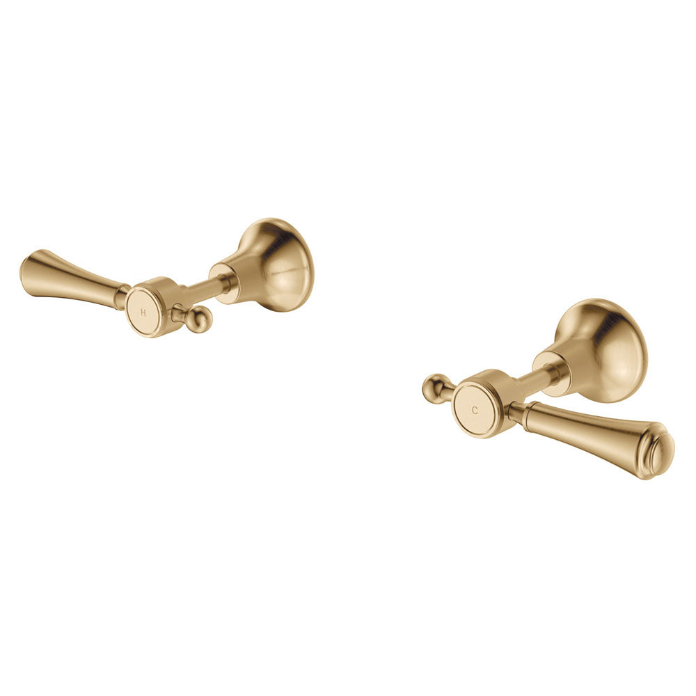 Fienza 339104UU Lillian Wall Top Assemblies in Urban Brass - Modern Bathroom Faucet for Vanity Sink, Perfect for Home Renovation & Luxury Interior Design