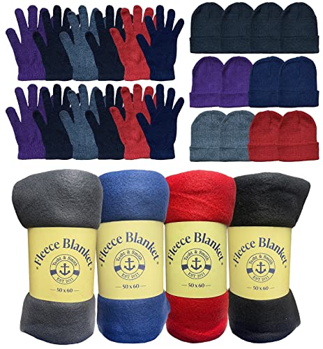 36 Pack Blankets + Dark Gloves Hats