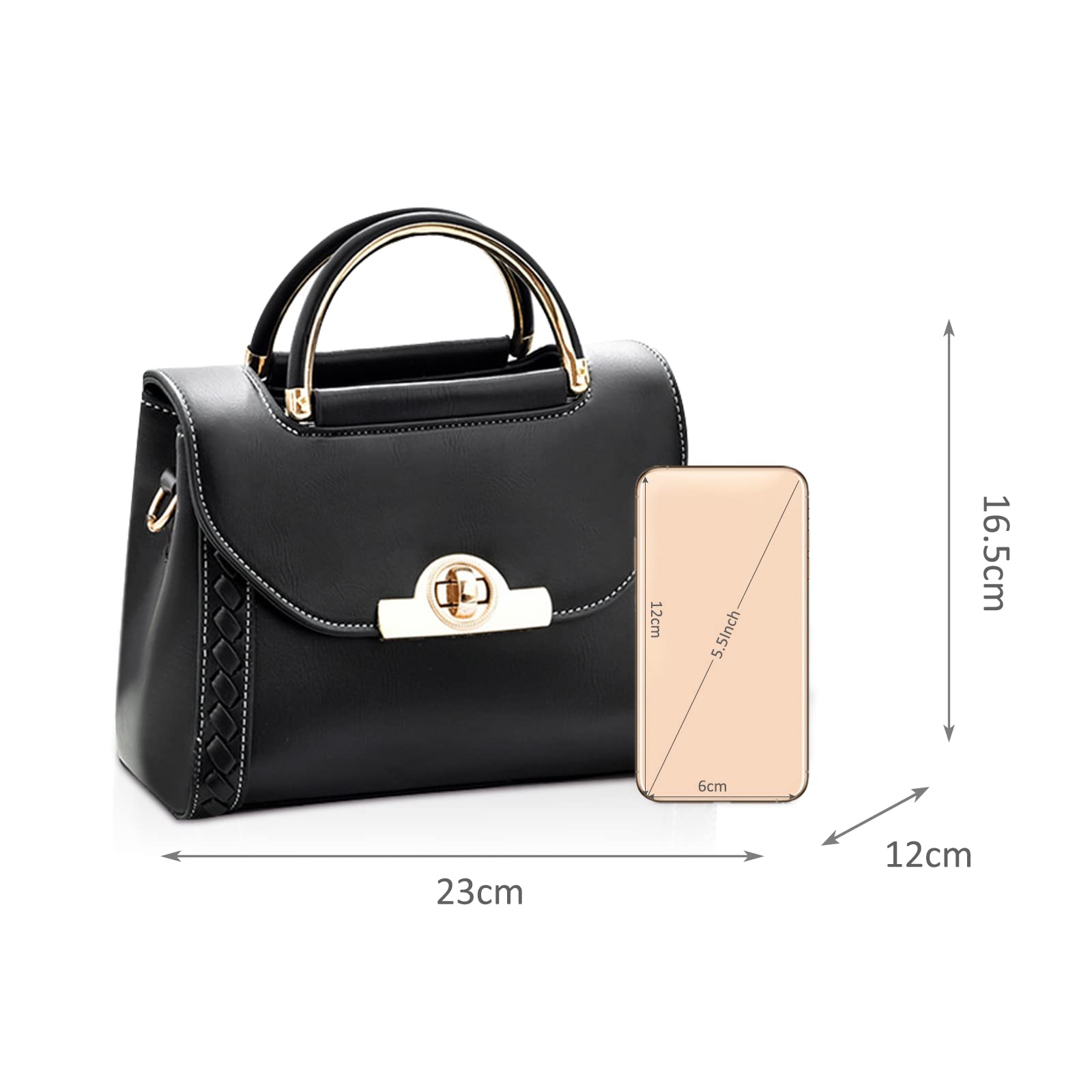 NICOLE & DORIS Women's Designer Top Handle Bag - PU Leather Small Crossbody Shoulder Bag with Lock Closure | Perfect for Work, Travel, Date Night & Everyday Use