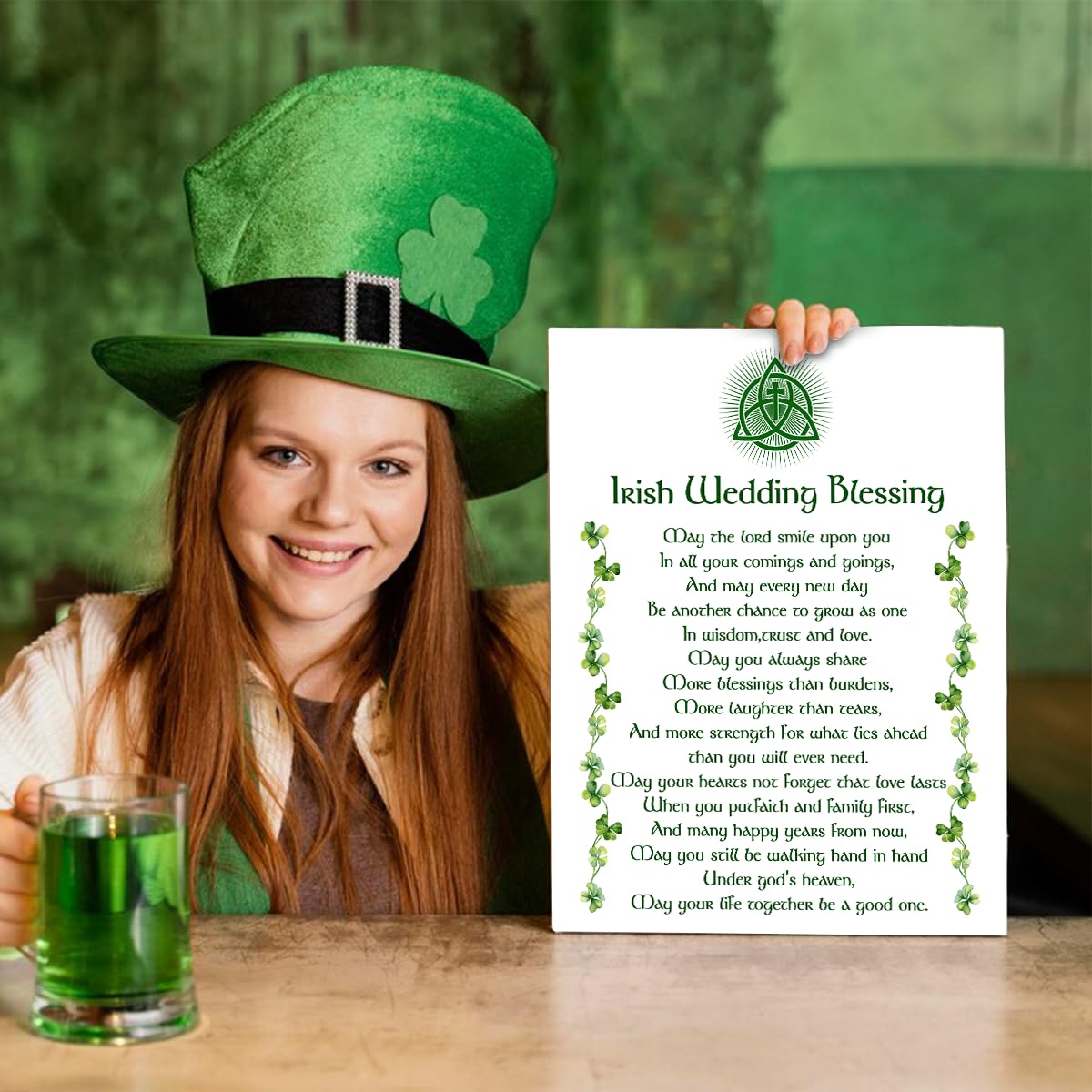 St. Patrick's Day Wood Wall Decor - Irish Wedding Blessing Sign, Rustic Farmhouse Home Decor (10x8 Inches) - Perfect for Living Room, Kitchen & Irish-Themed Parties